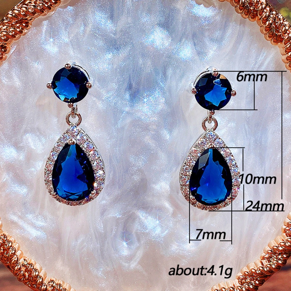 Wardrobe Whimsy Teardrop Halo Cubic Zirconia Dangle Drop Earrings for Women