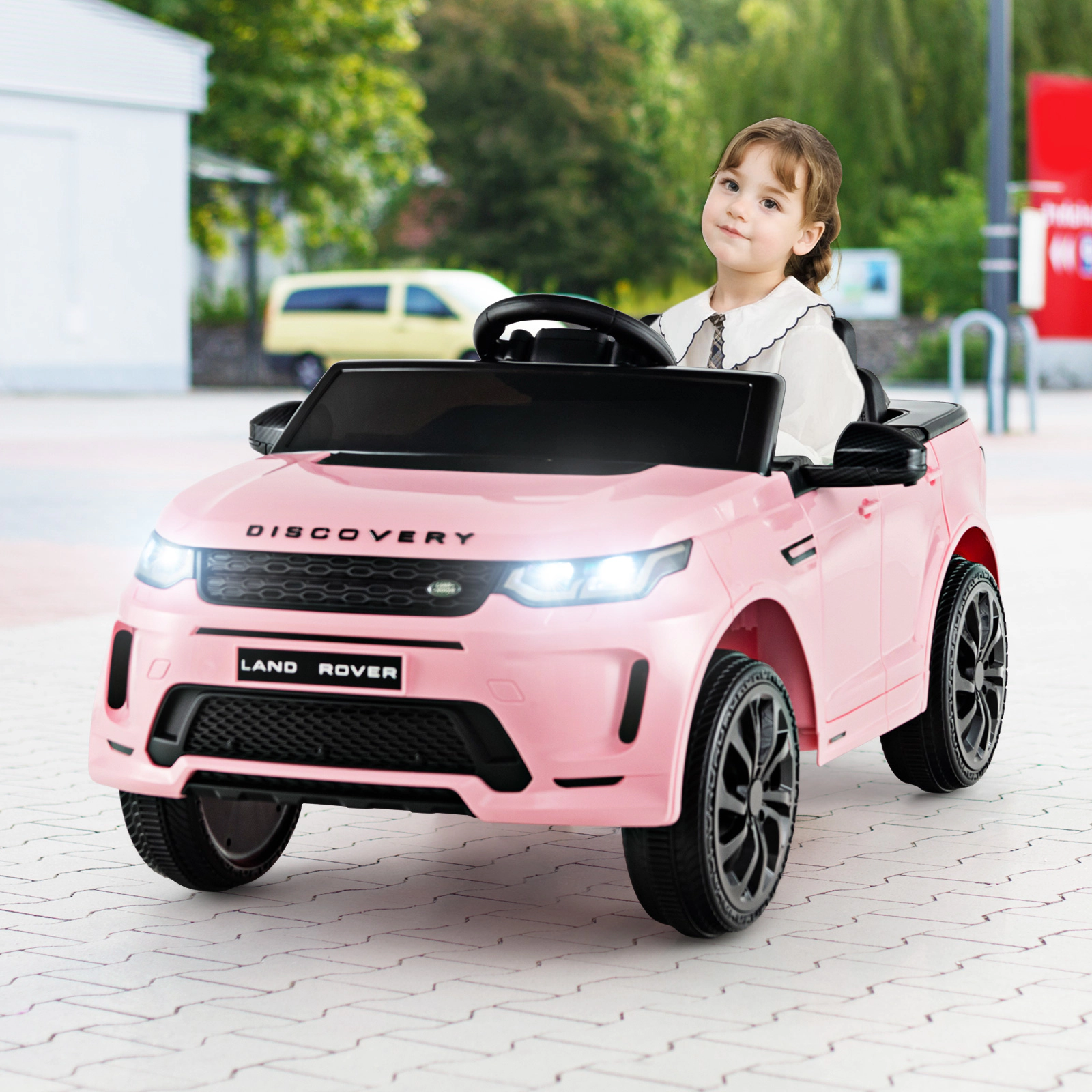 SUGIFT 12V Kids Ride On Car with Remote Control Land Rover Styling 55-lb Capacity Ages 36-72 Months 42.5-in Body Pink