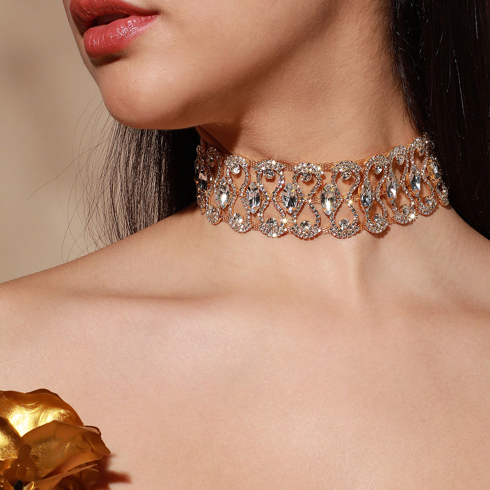 SOHI Women's Gold Plated Crystal Necklace