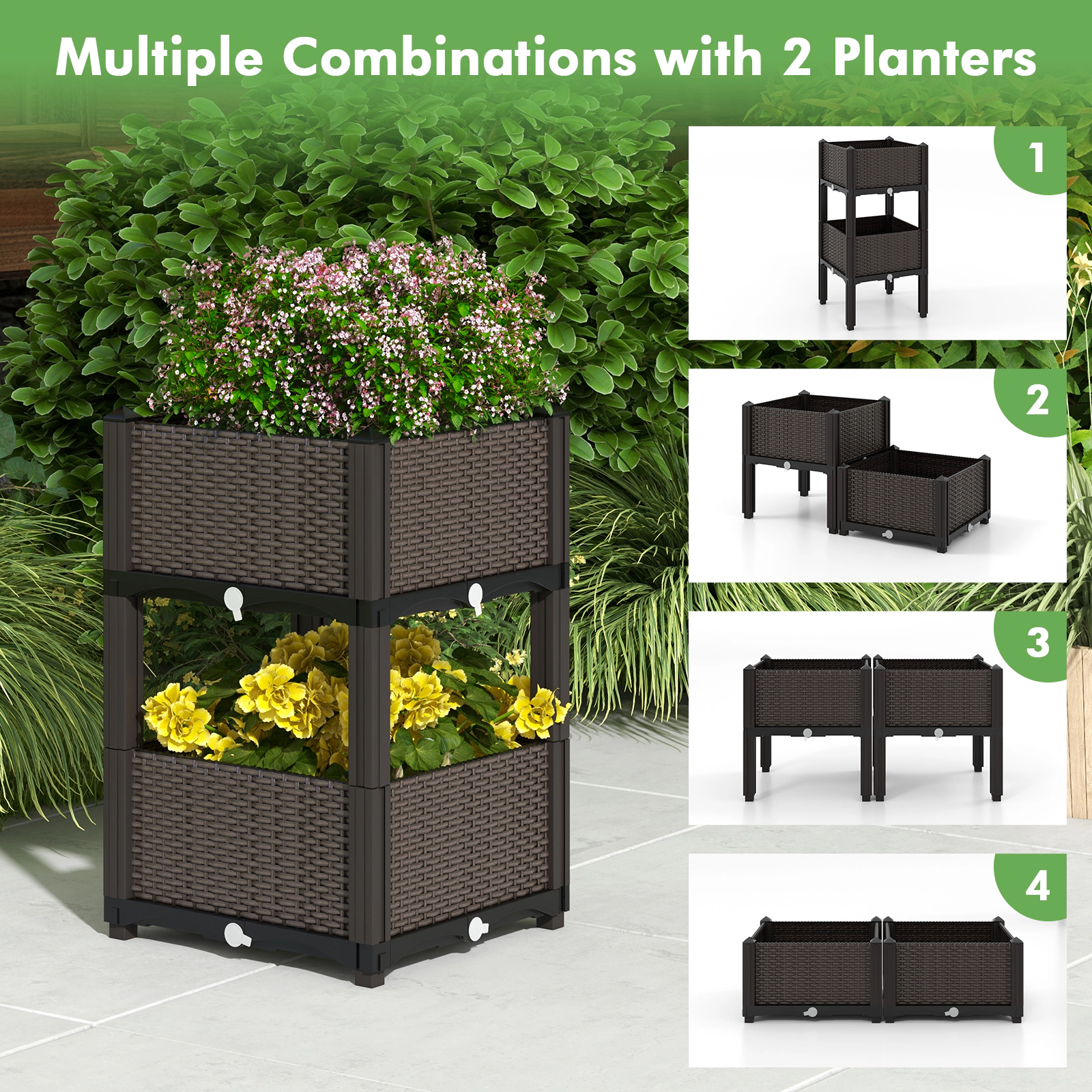 SlickBlue Outdoor Self Watering Raised Garden Bed Planter Box