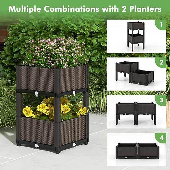 SlickBlue Outdoor Self Watering Raised Garden Bed Planter Box