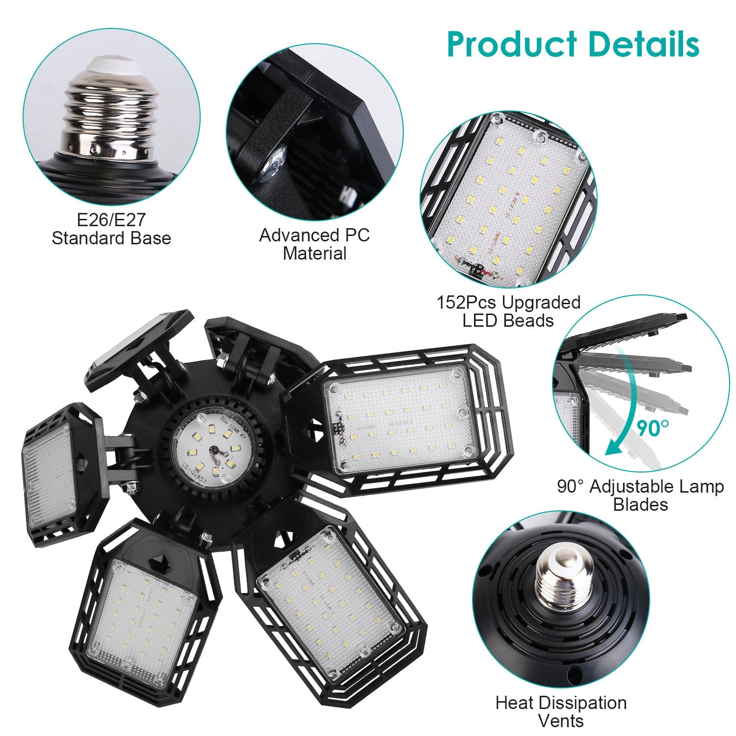 GBruno 2-Pack Adjustable LED Garage Lights 160W