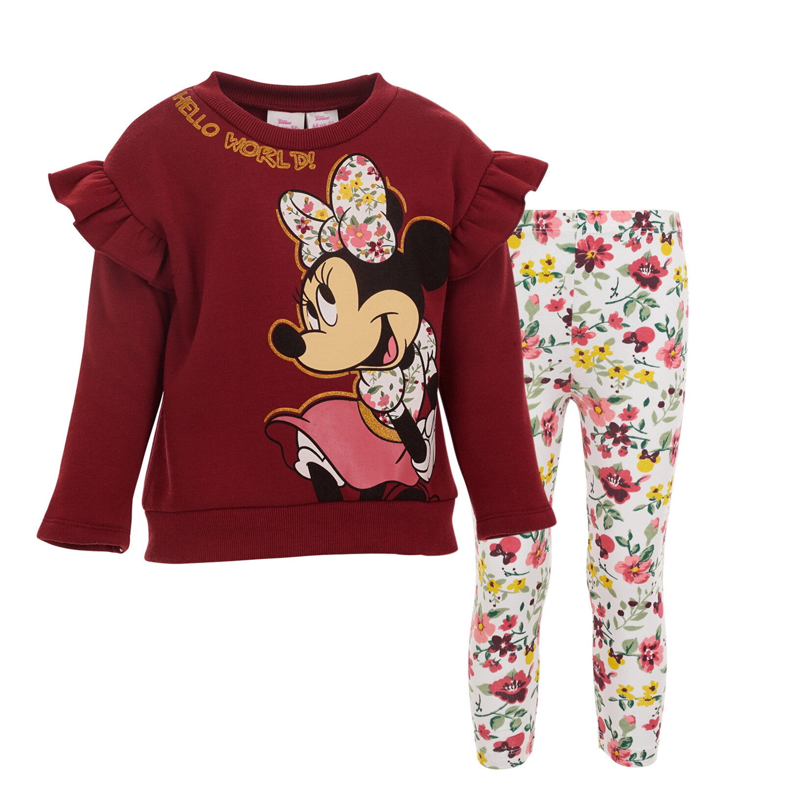 Disney Minnie Mouse Girls' 2-Piece Fleece Sweatshirt and Leggings Set