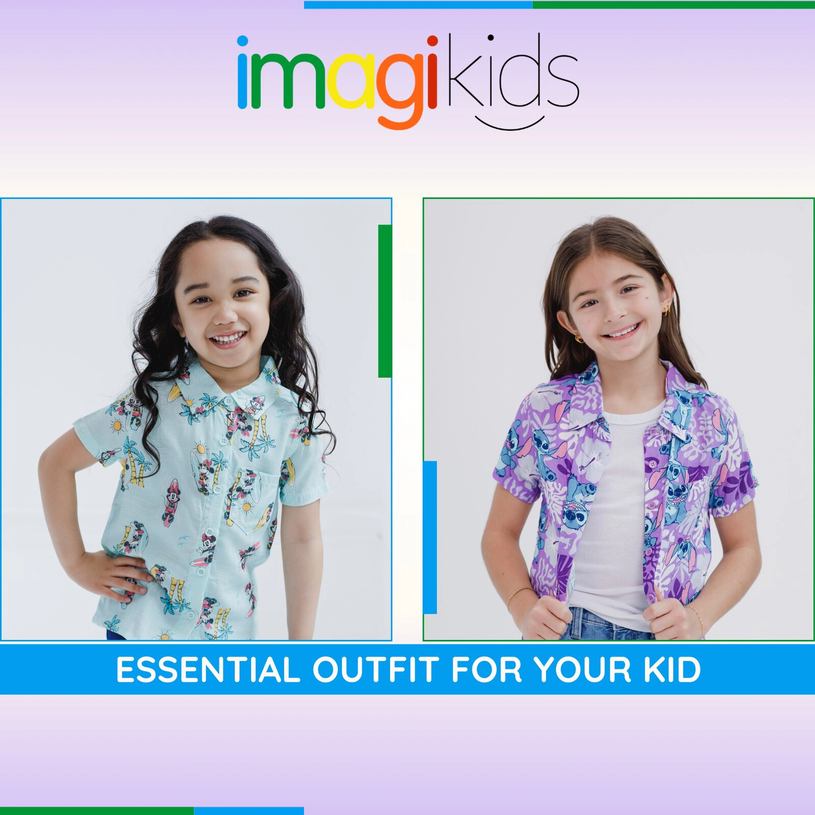 Disney Minnie Mouse Girls' Hawaiian Button-Down Shirt