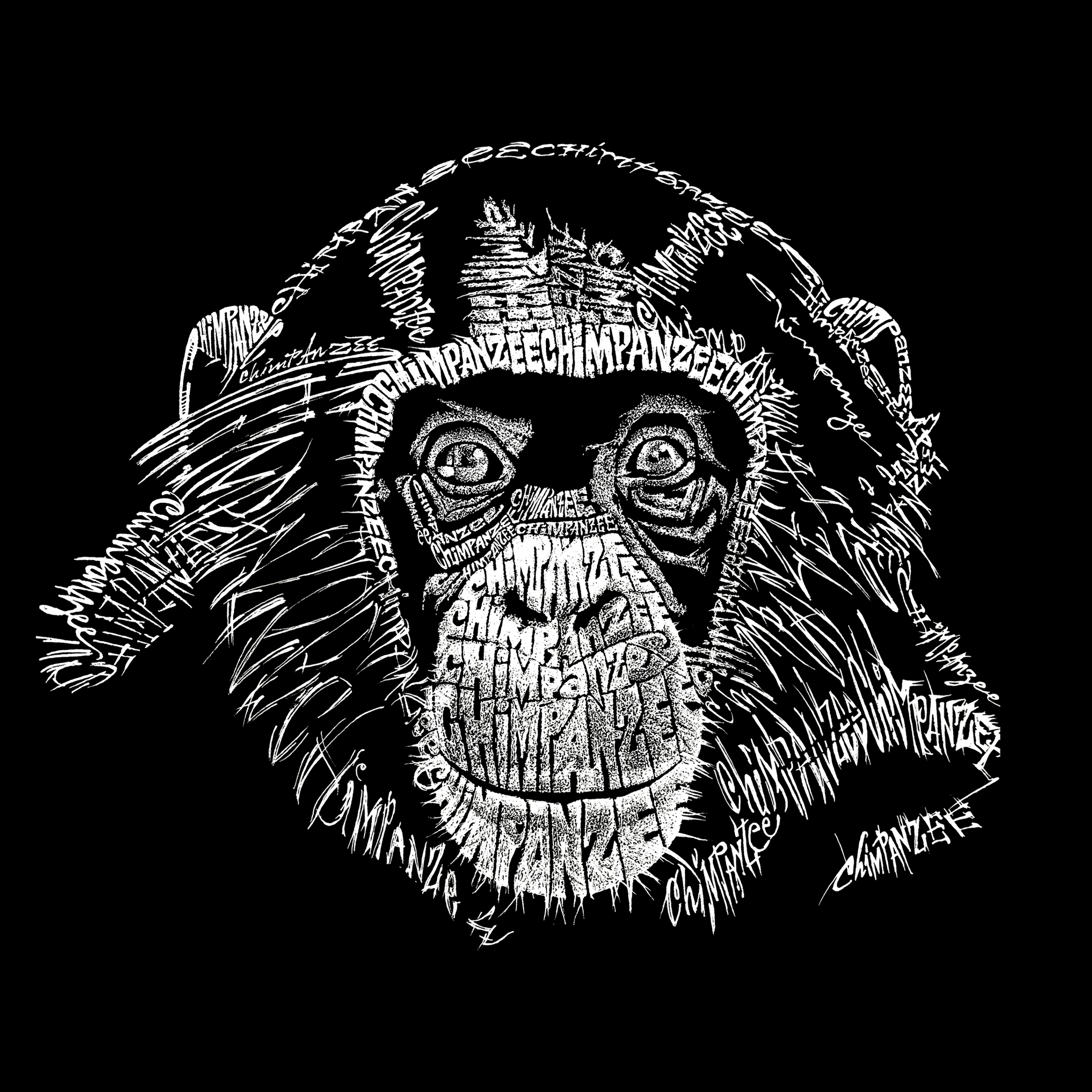 LA Pop Art Men's Crew Neck Word T-Shirt - Chimpanzee