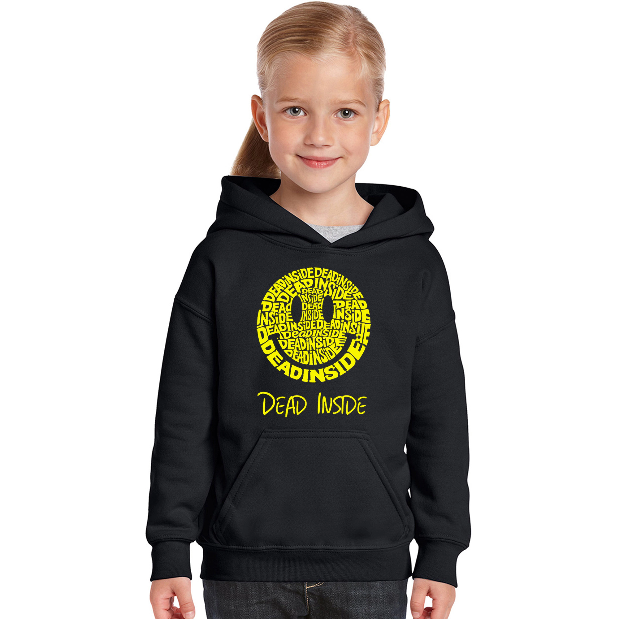 LA Pop Art Girls Word Hoodie - Dead Inside Smile