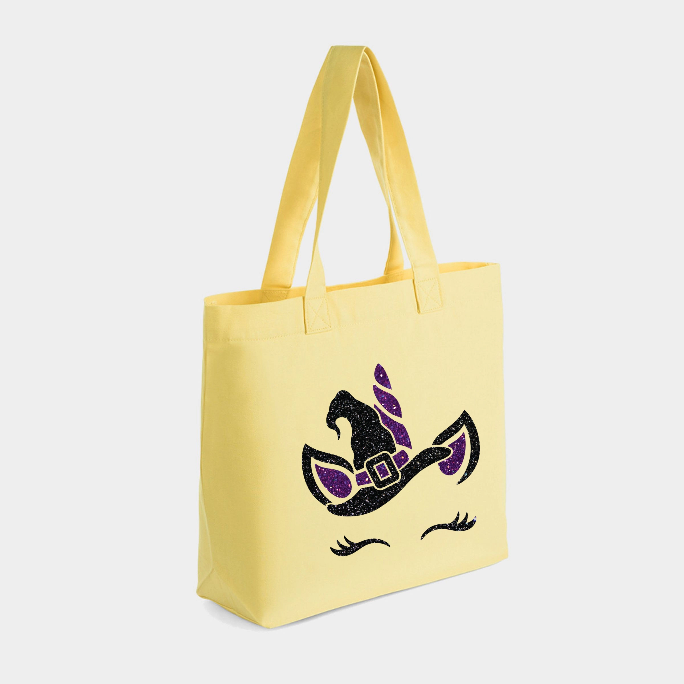 Simply Sage Market - Zippered Canvas Tote Unicorn Witch Glitter