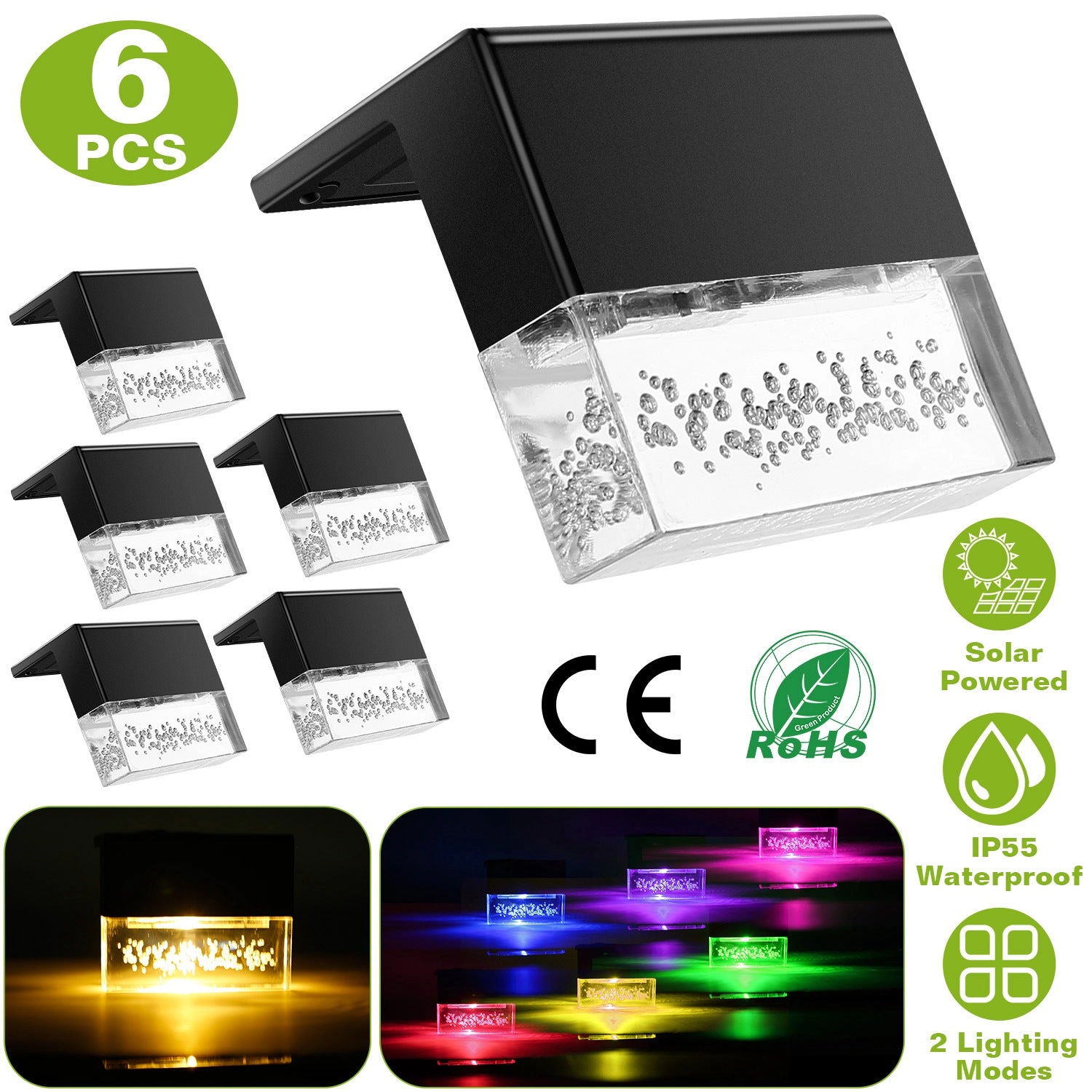 GBruno Solar Acrylic Deck Lights 6-Pack