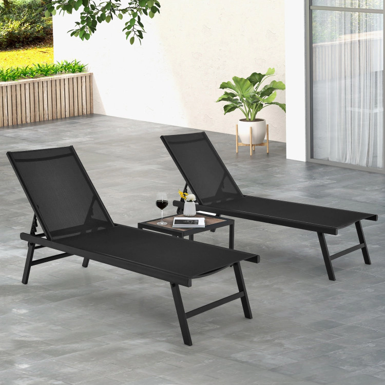 Hivvago 3 Pieces Patio Chaise Lounge Chair And Table Set For Poolside Yard