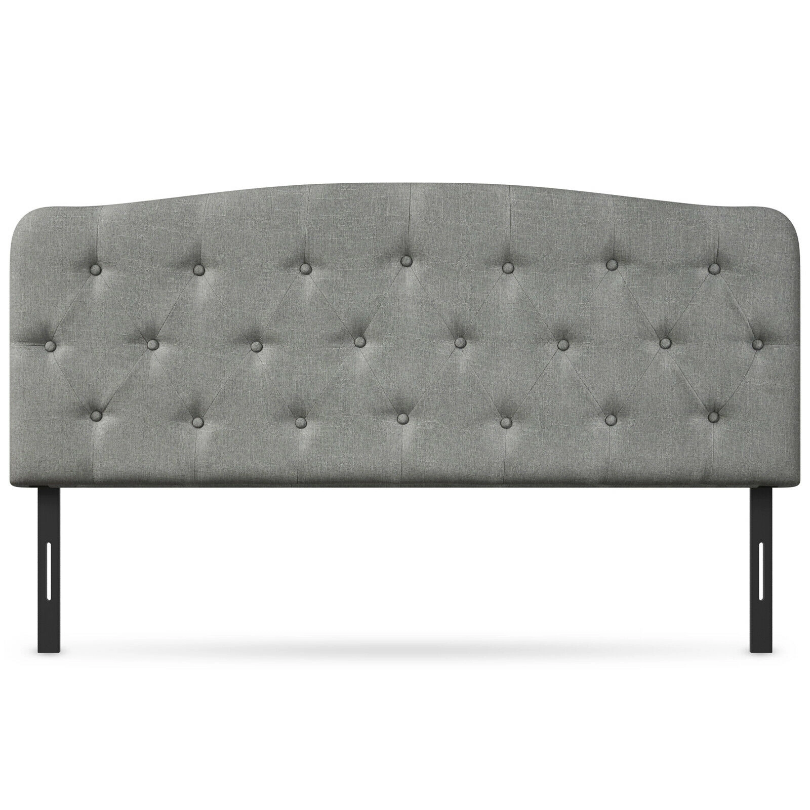 SUGIFT Faux Linen Full Headboard with Adjustable Heights 55-in Wide Upholstered Panel 31-lb Net Weight Light Gray