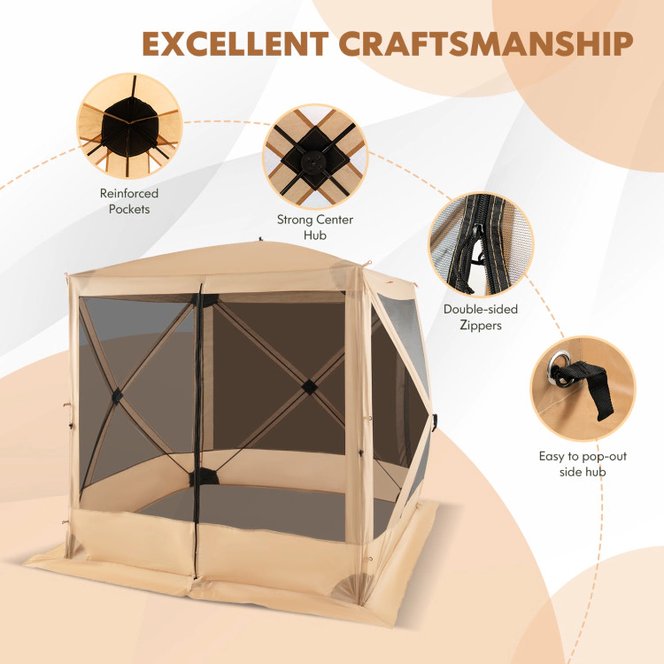 Hivvago 6.7 x 6.7 Feet Pop Up Gazebo with Netting and Carry Bag