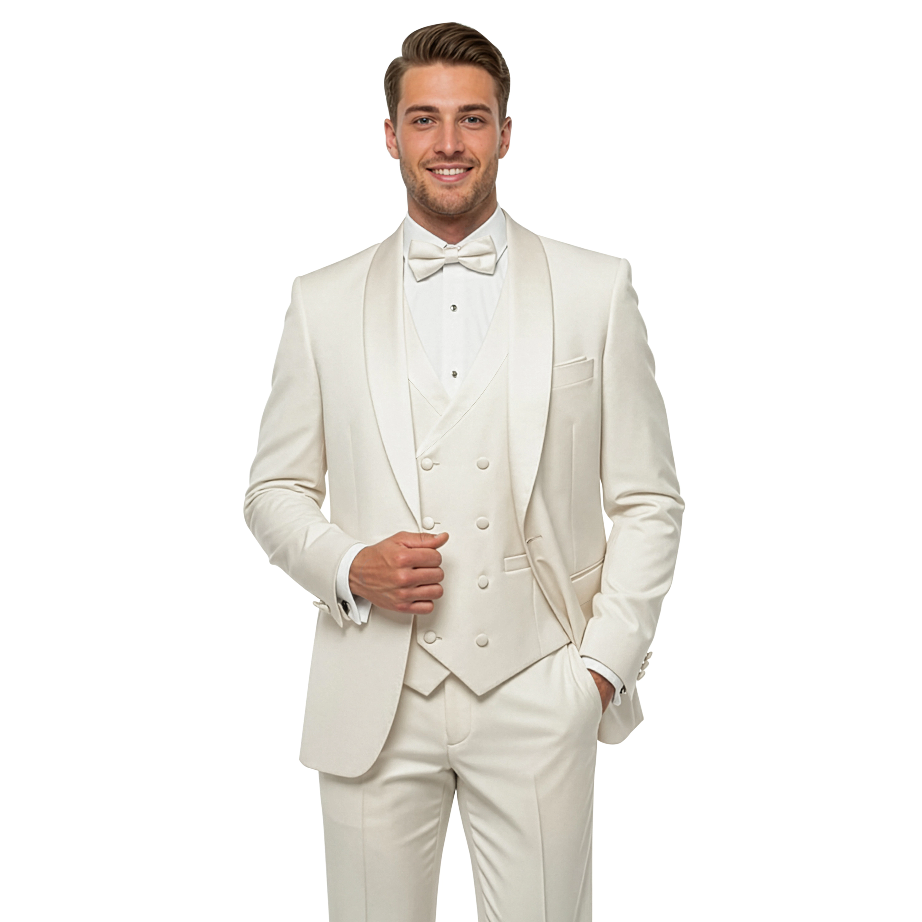 Tazzio Mens Skinny Fit 3pc Tuxedo Set with Bow Tie