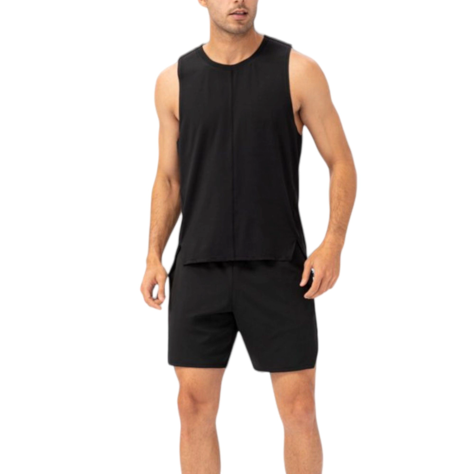 Anna-Kaci Men's Sleeveless Performance Tank Top with Side Slits and Breathable Quick-Dry Fabric