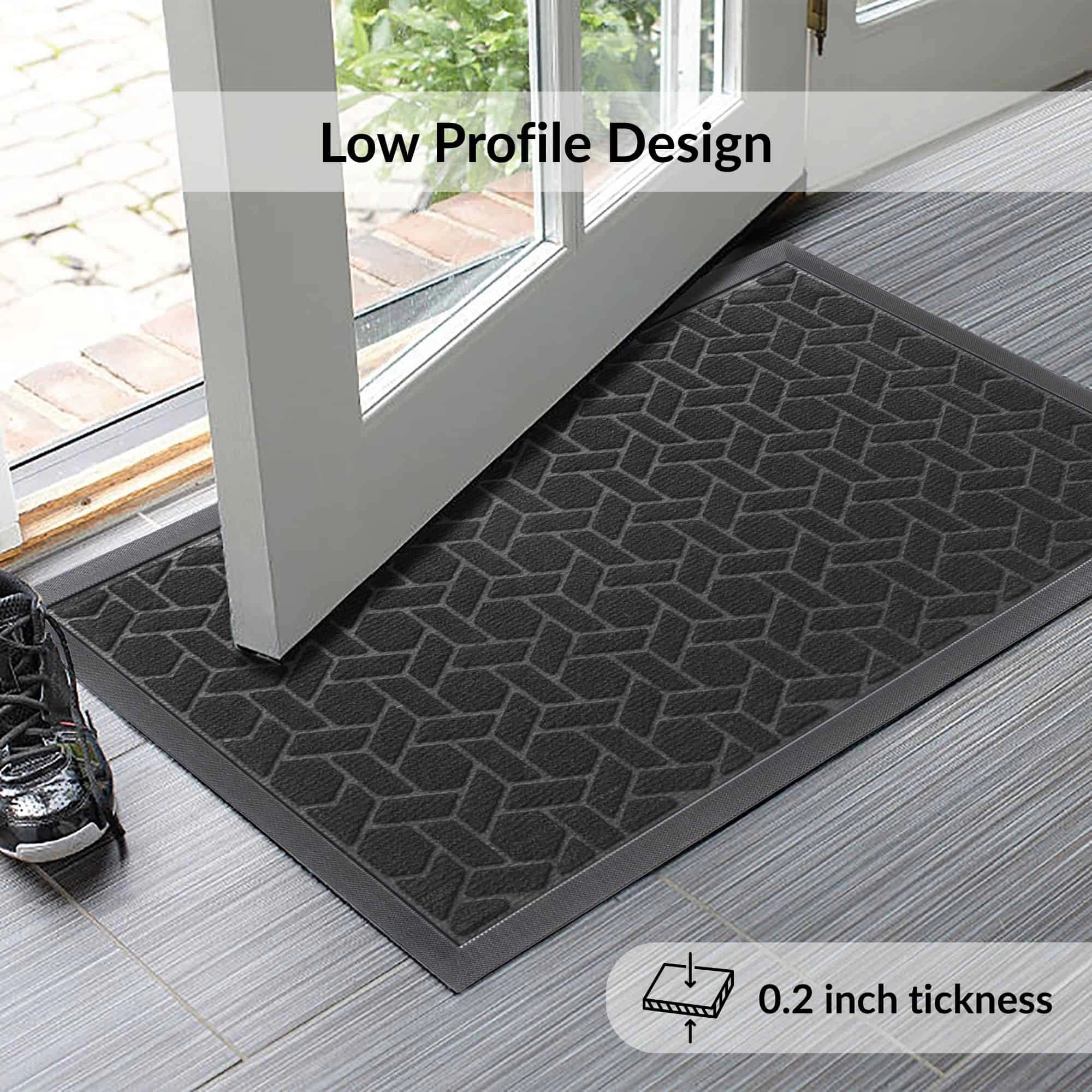 Evideco French Home Goods Gray Raised Geometric Polyester Doormat 30 x 18 Inches