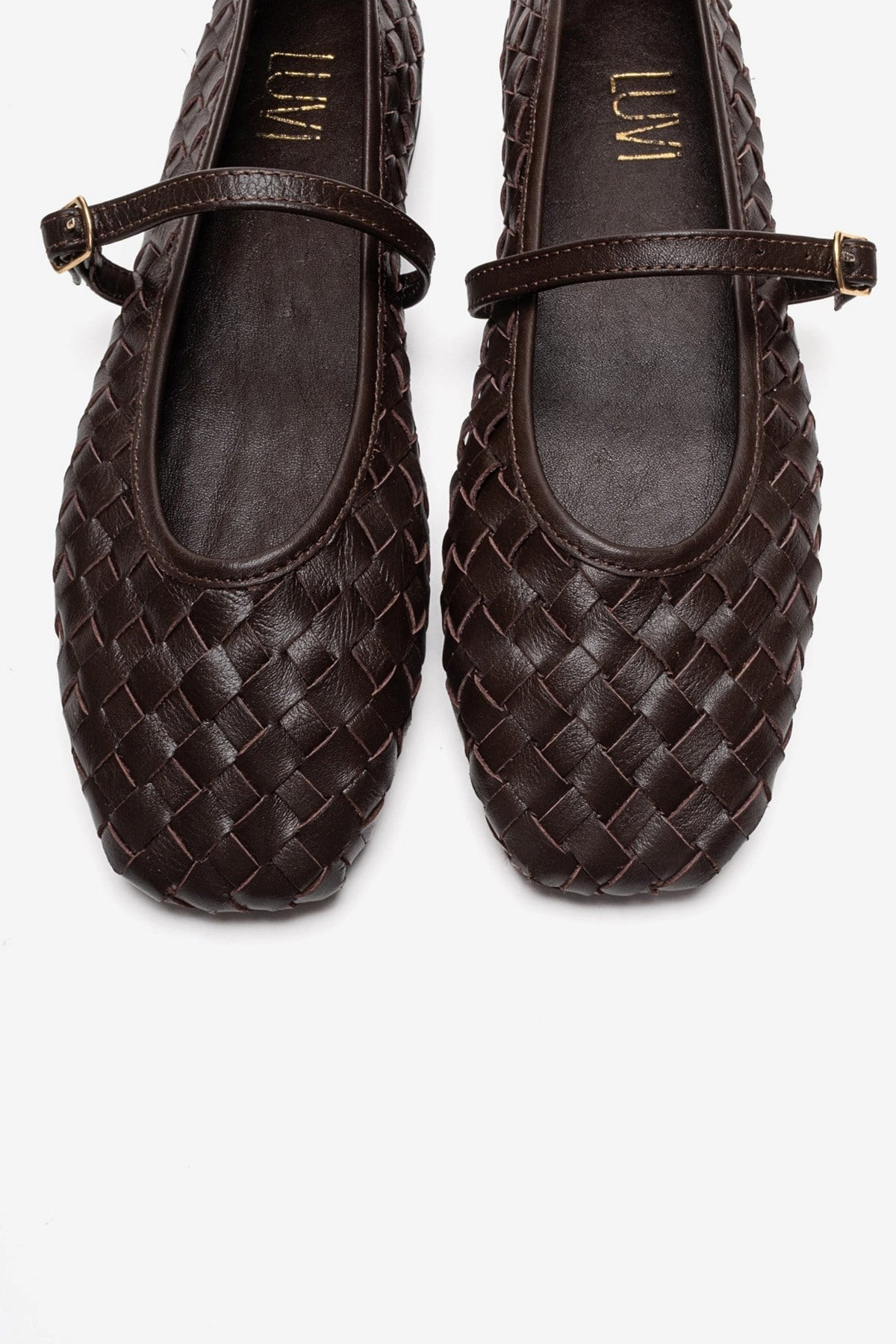 Forever & Always Womens Yevora Leather Woven Strap Ballet Flat