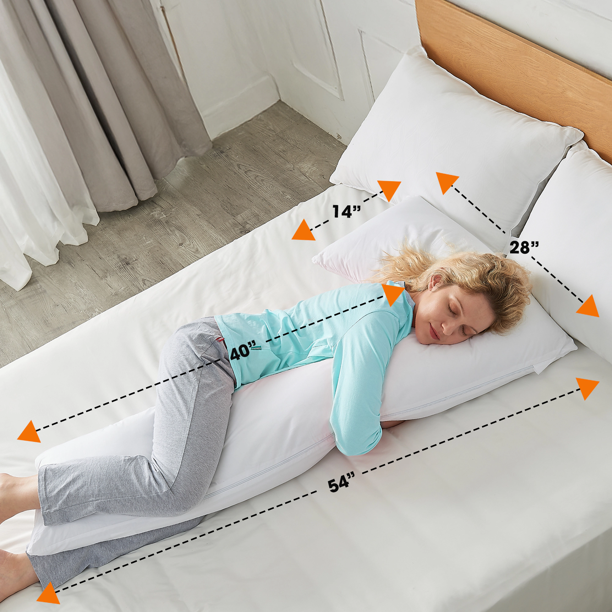Cheer Collection L Shape Pregnancy Body Pillow with Down Alternative Fill and Washable Cover