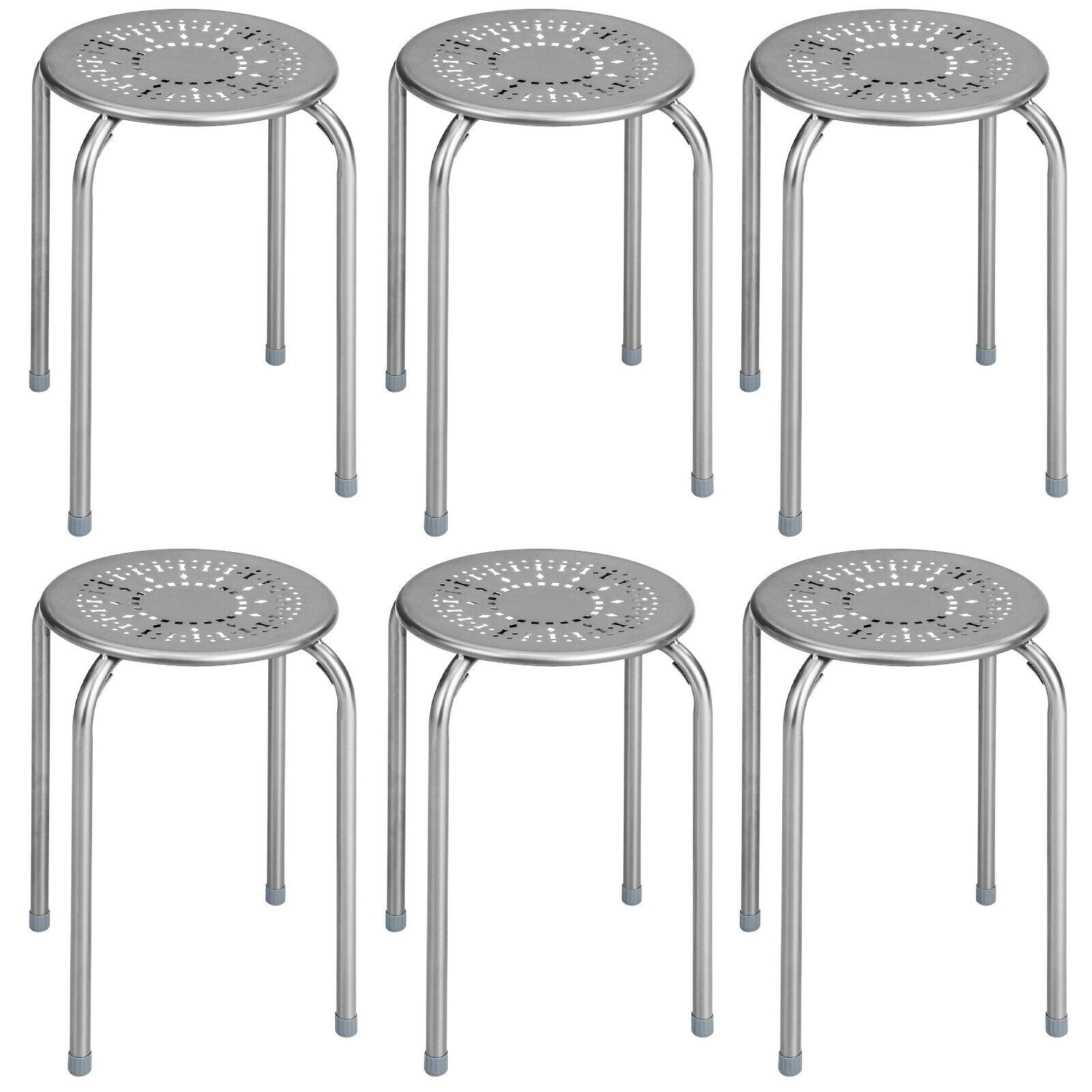 SlickBlue Unisex 6-Pack Stackable Daisy Design Metal Stools