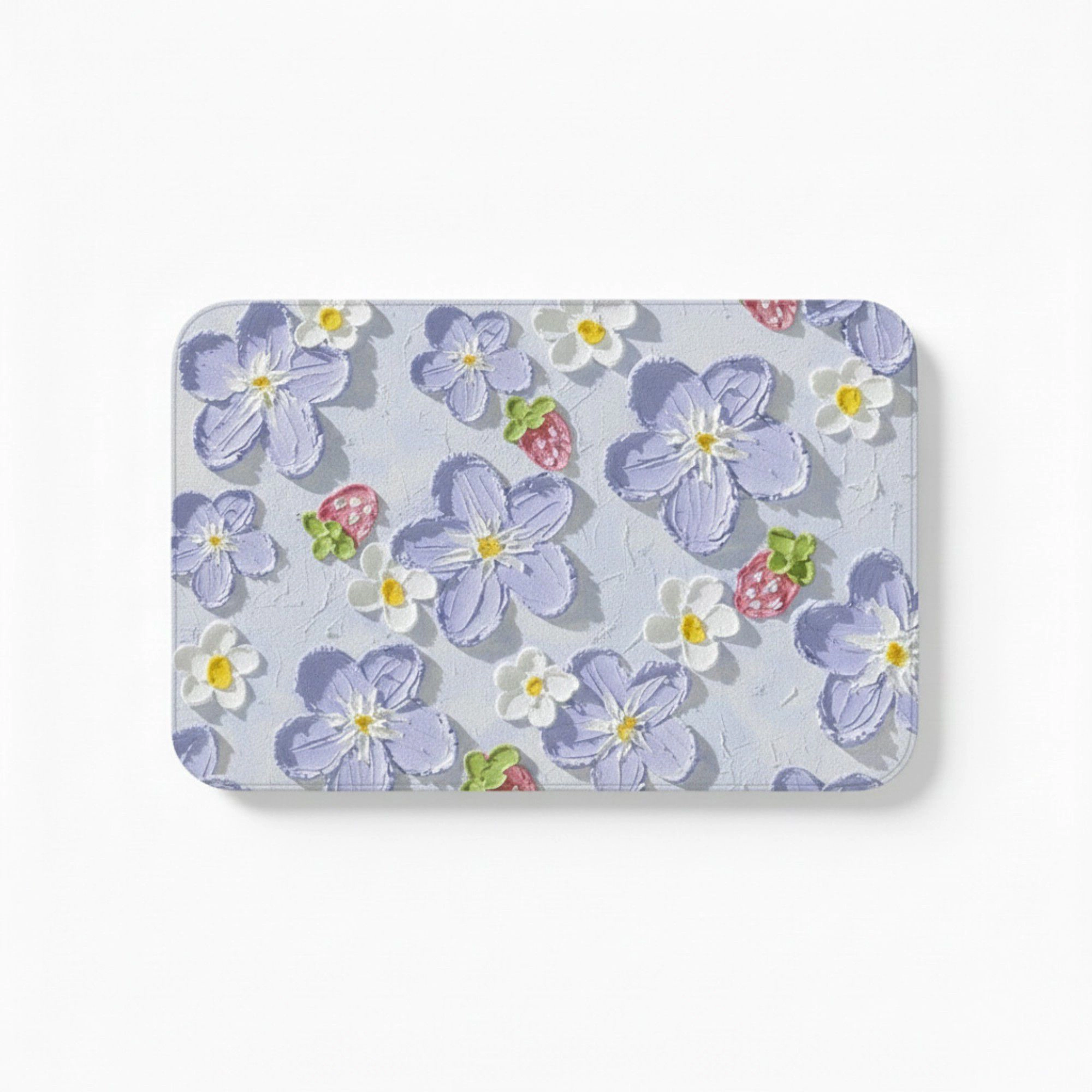 Alilang Unisex Plush Absorbent Bathroom Floor Mat with Floral Pattern Soft Cushioned Bath Rug for Tub Shower and Sink Ar
