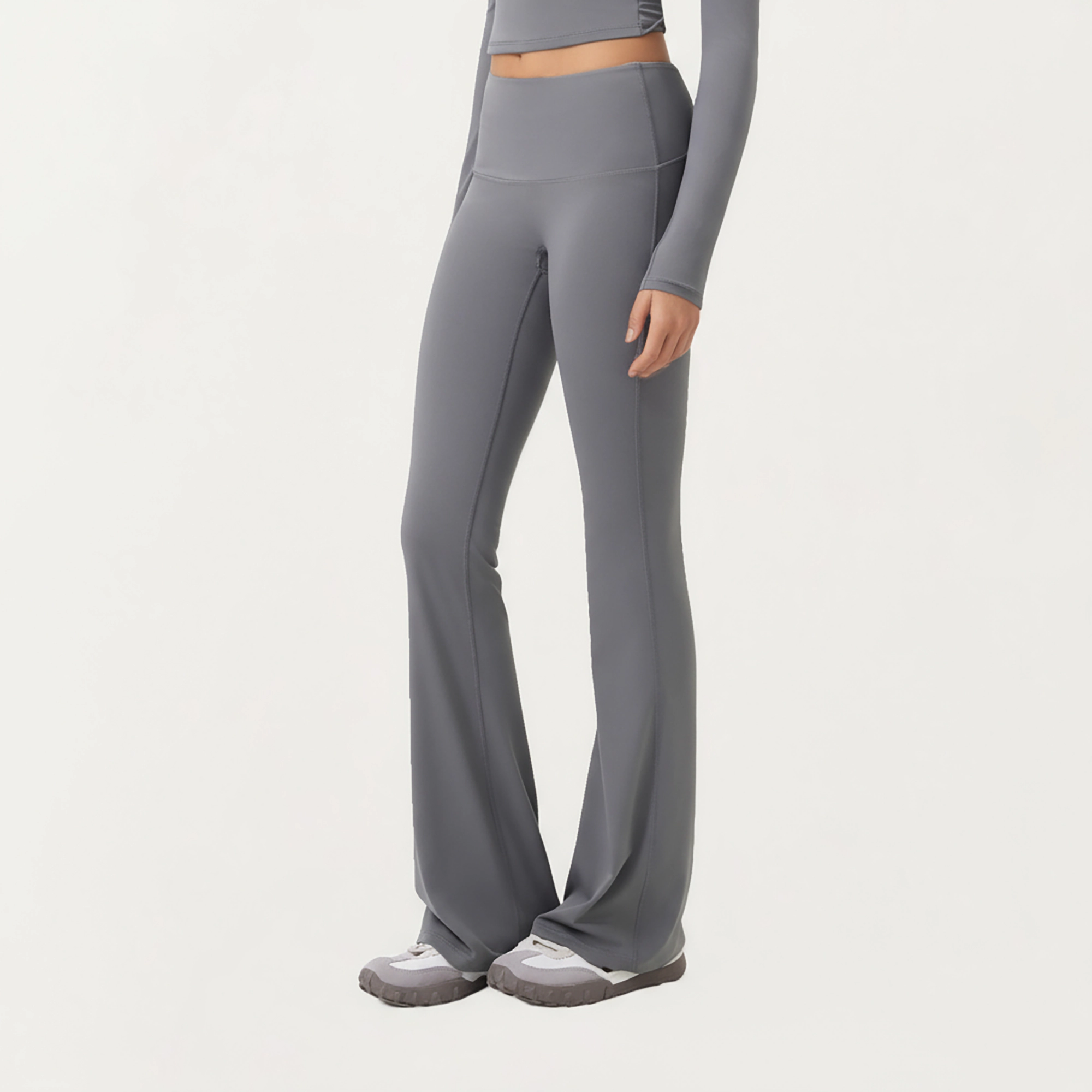 Anna-Kaci Active Women's High Waist Flare Leg Pants with Foldover Waistband and Stretch Performance Fabric