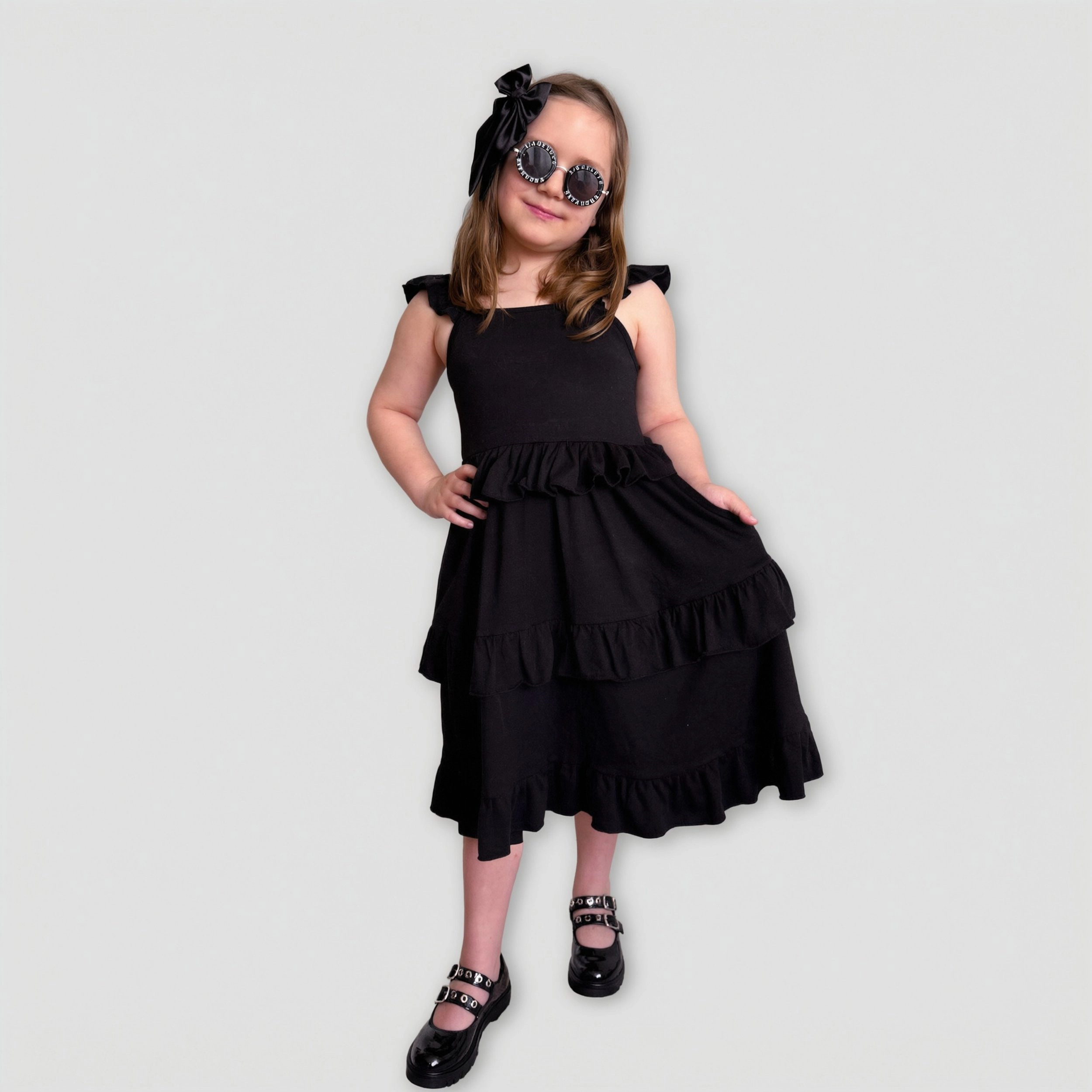 Arshiner Girls Ruffle Sleeve Sundress With Pockets Summer Casual Holiday Outing Dress