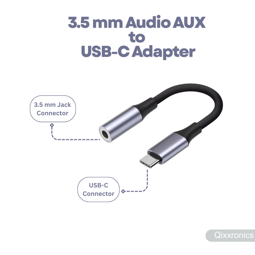 Qixxronics USB-C to 3.5mm Headphone Jack Adapter, (2 Pack) USB C to AUX Adapter