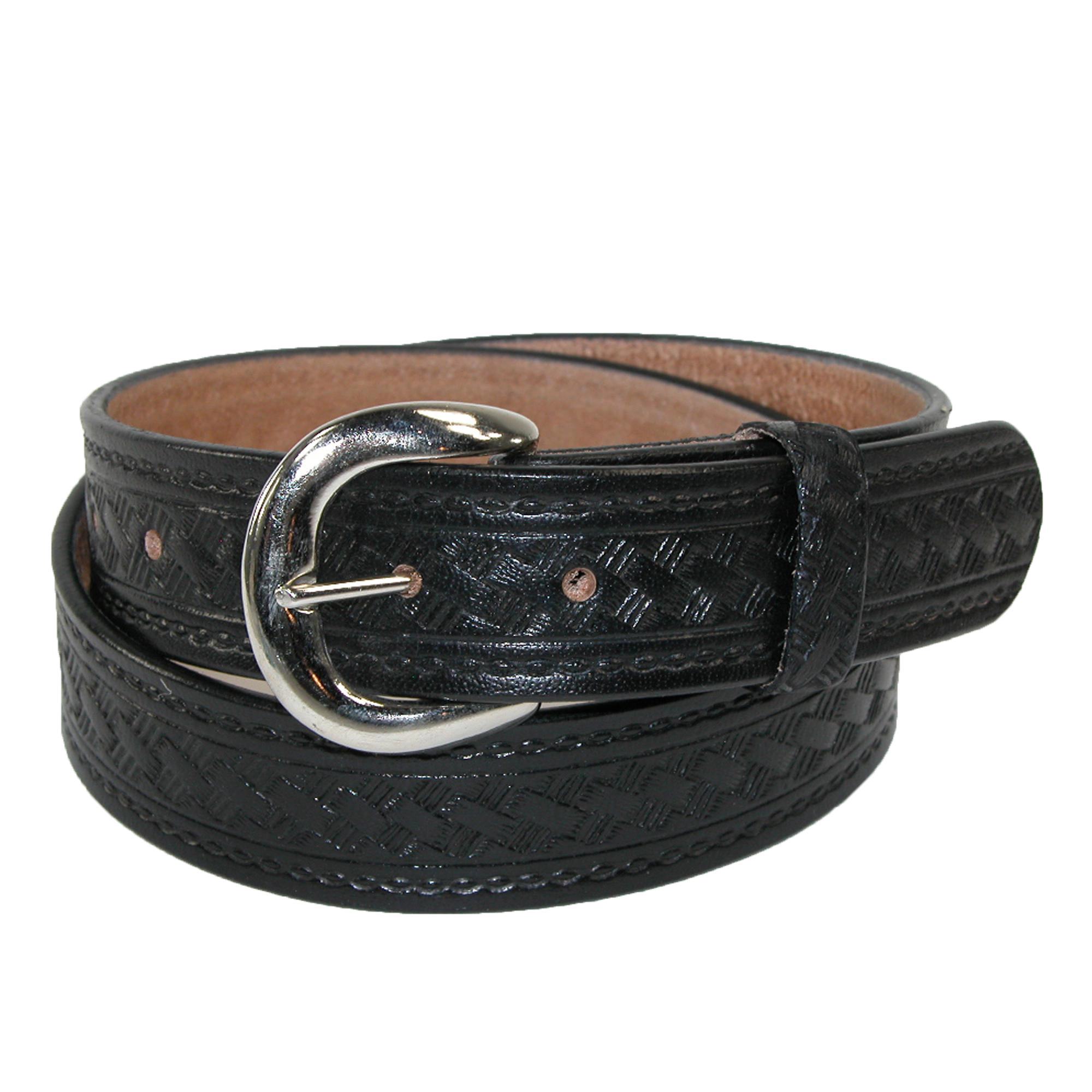 CTM Men's Leather Western Belt with Removable Buckle