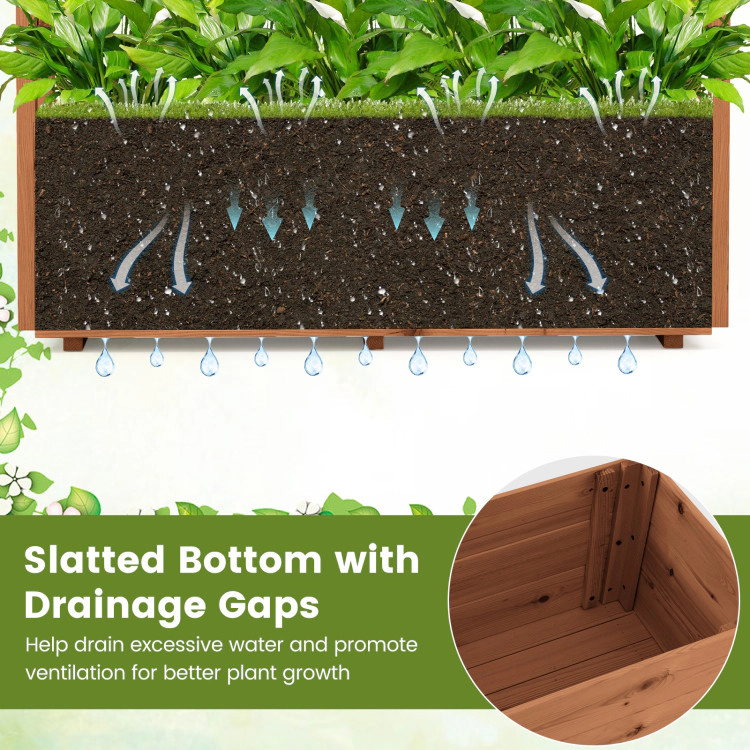 Hivvago Wooden Elevated Planter Raised Garden Bed with Hanging Roof