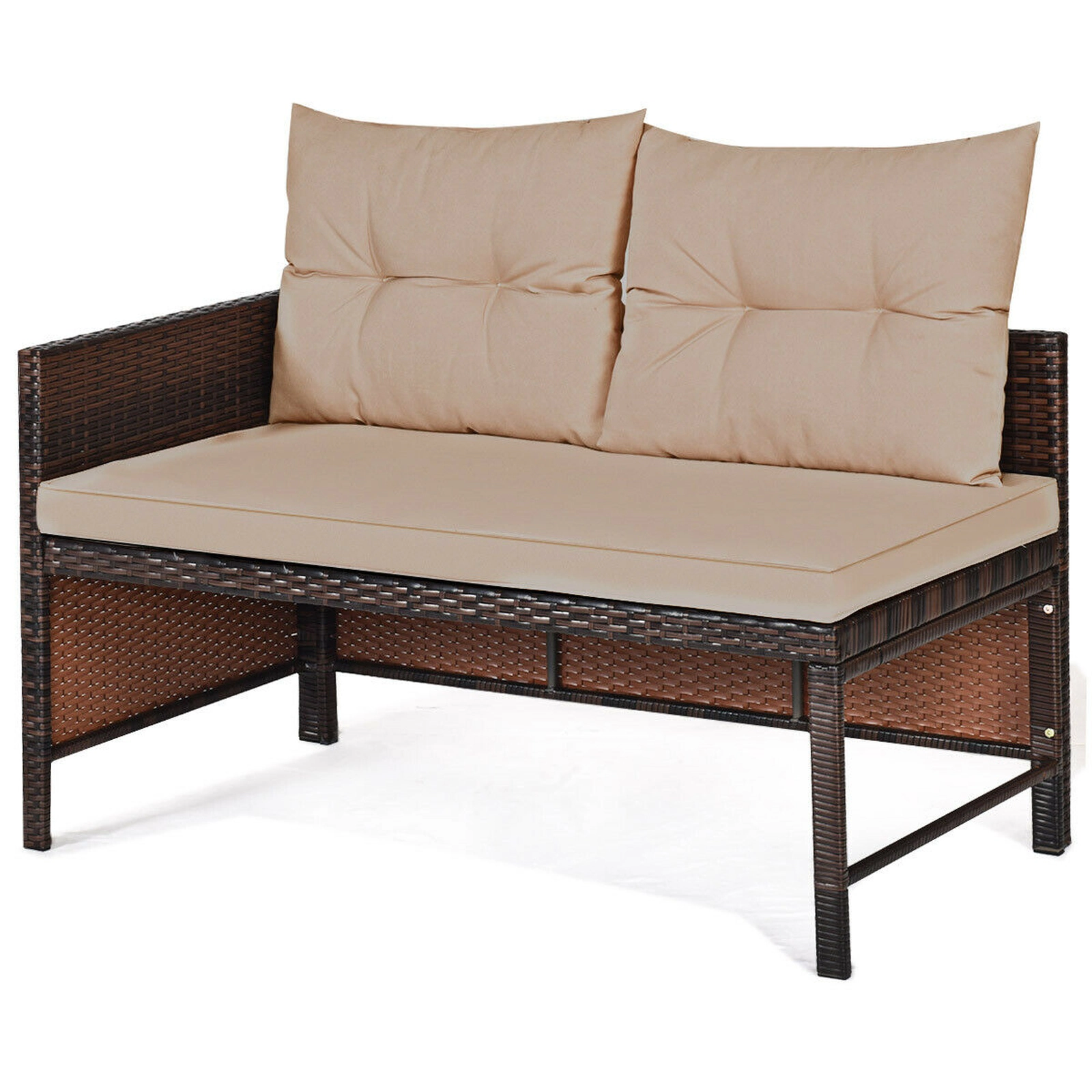 SUGIFT L-Shape Corner Lounge 3-Piece Patio Wicker Sectional Sofa Set