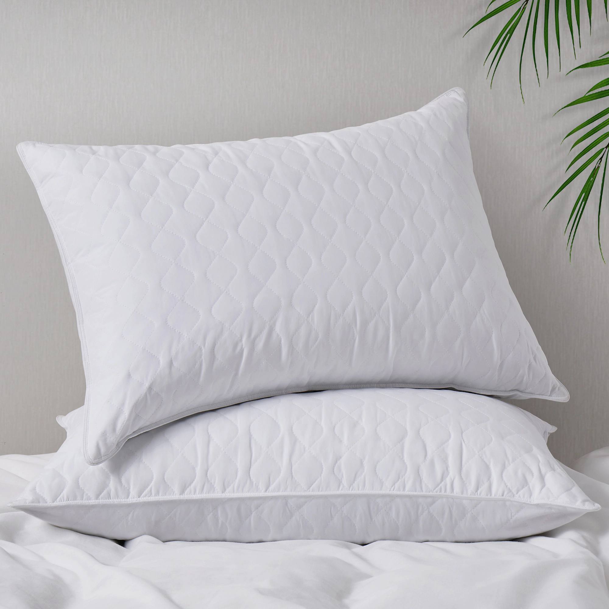 Unikome Quilted Goose Feather Pillow – Set of 2 for Soft and Supportive Comfort