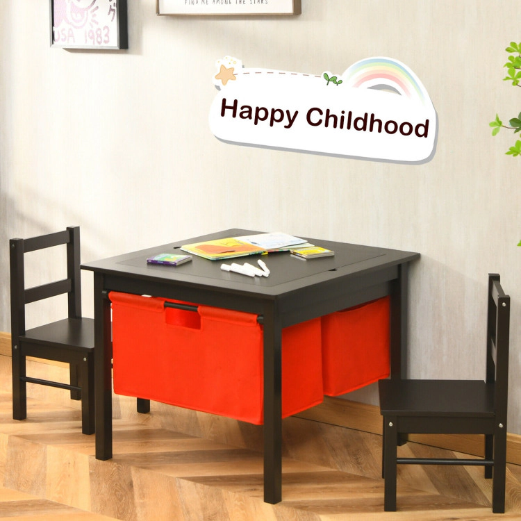 Hivvago 2-In-1 Kids Activity Table And 2 Chairs Set With Storage Building Block