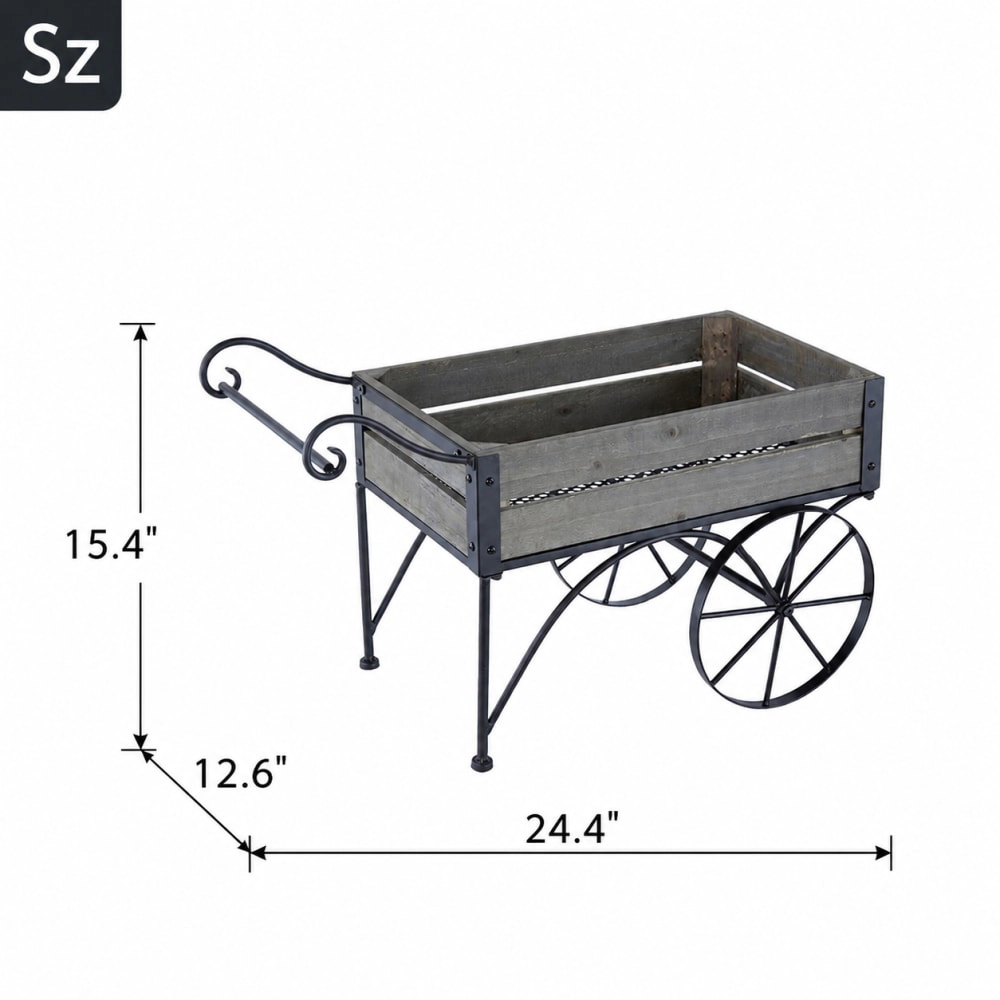 WOW PIONEER Rectangular Metal and Wood Planter Box