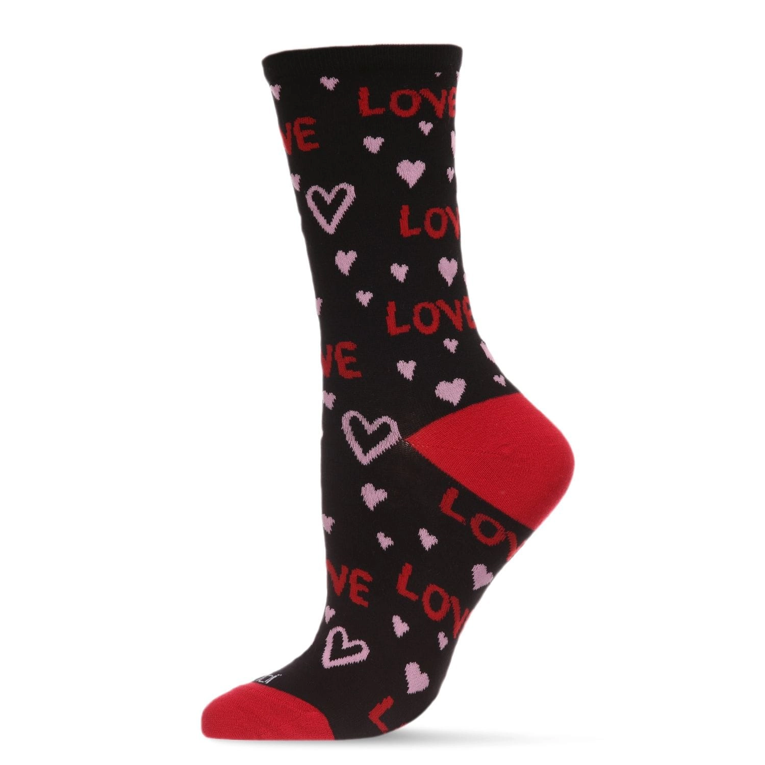 MeMoi Women's Love and Hearts Bamboo Blend Crew Socks
