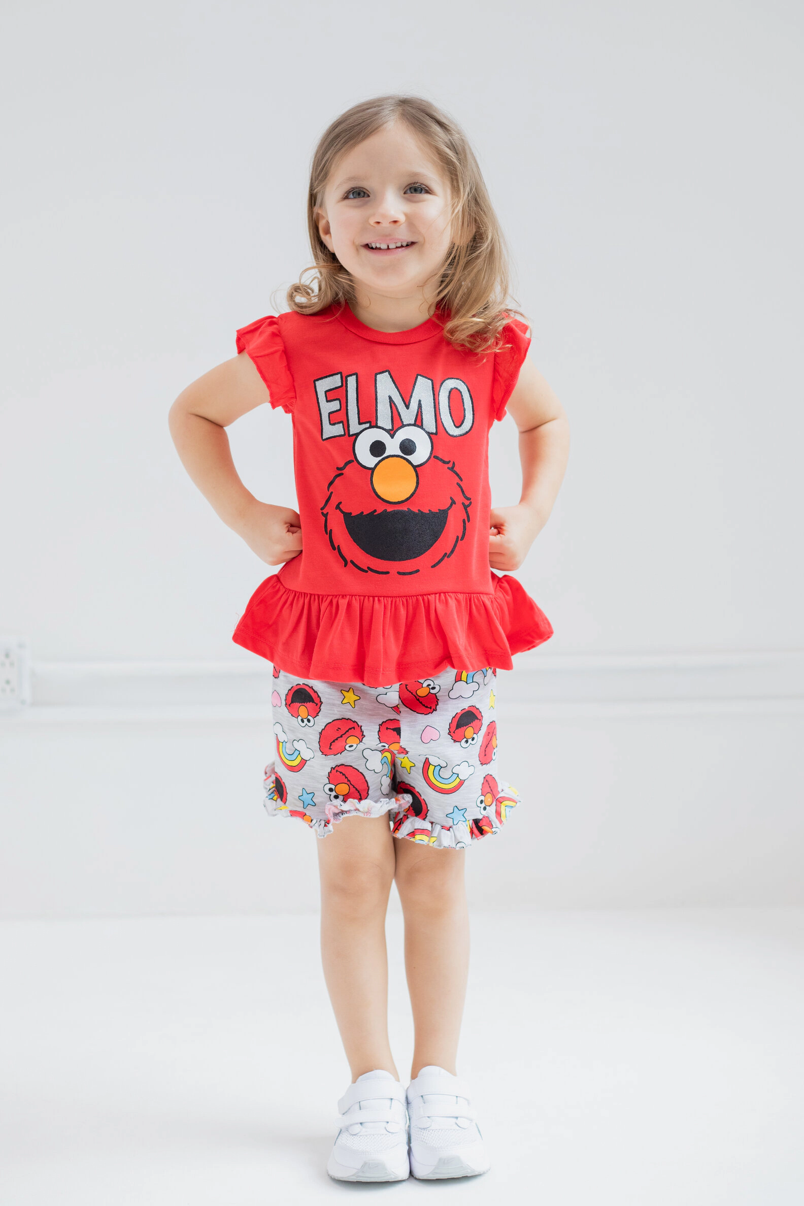 Sesame Street Girls' 2-Piece T-Shirt and French Terry Shorts Set