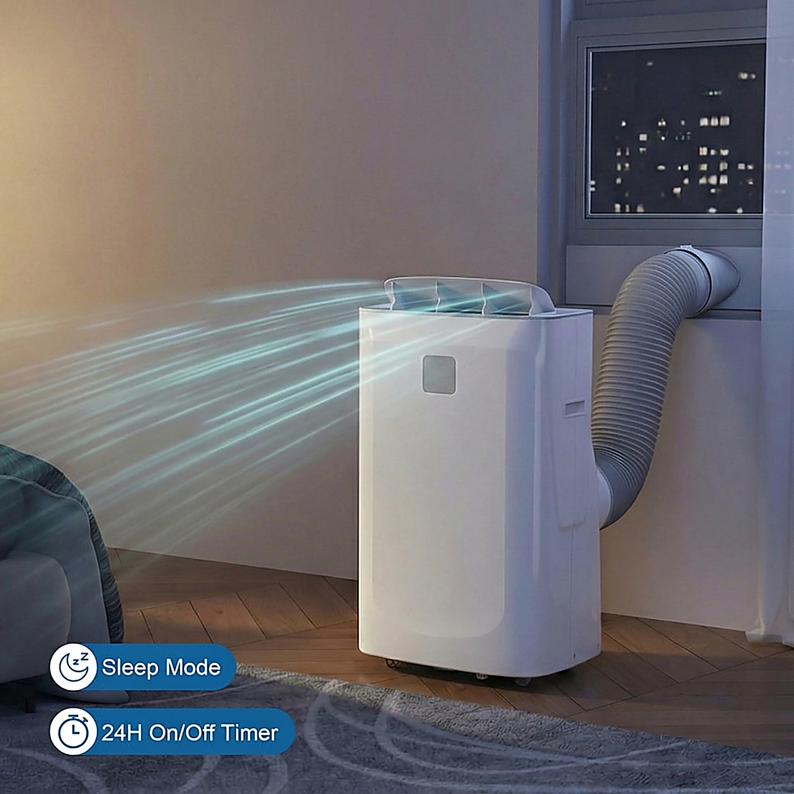 SUGIFT 15000 BTU Inverter Portable Air Conditioner Cooling and Heating Smart Wifi Remote White