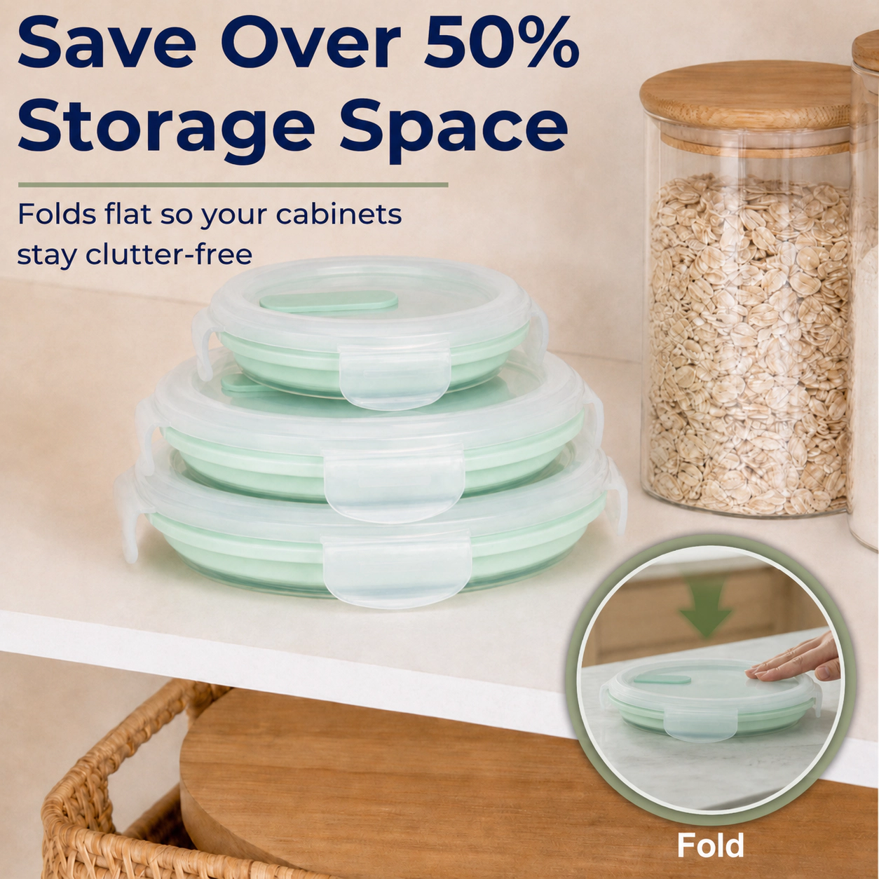 CHEFSPOT Collapsible Silicone Food Storage Bowls 3 Pack
