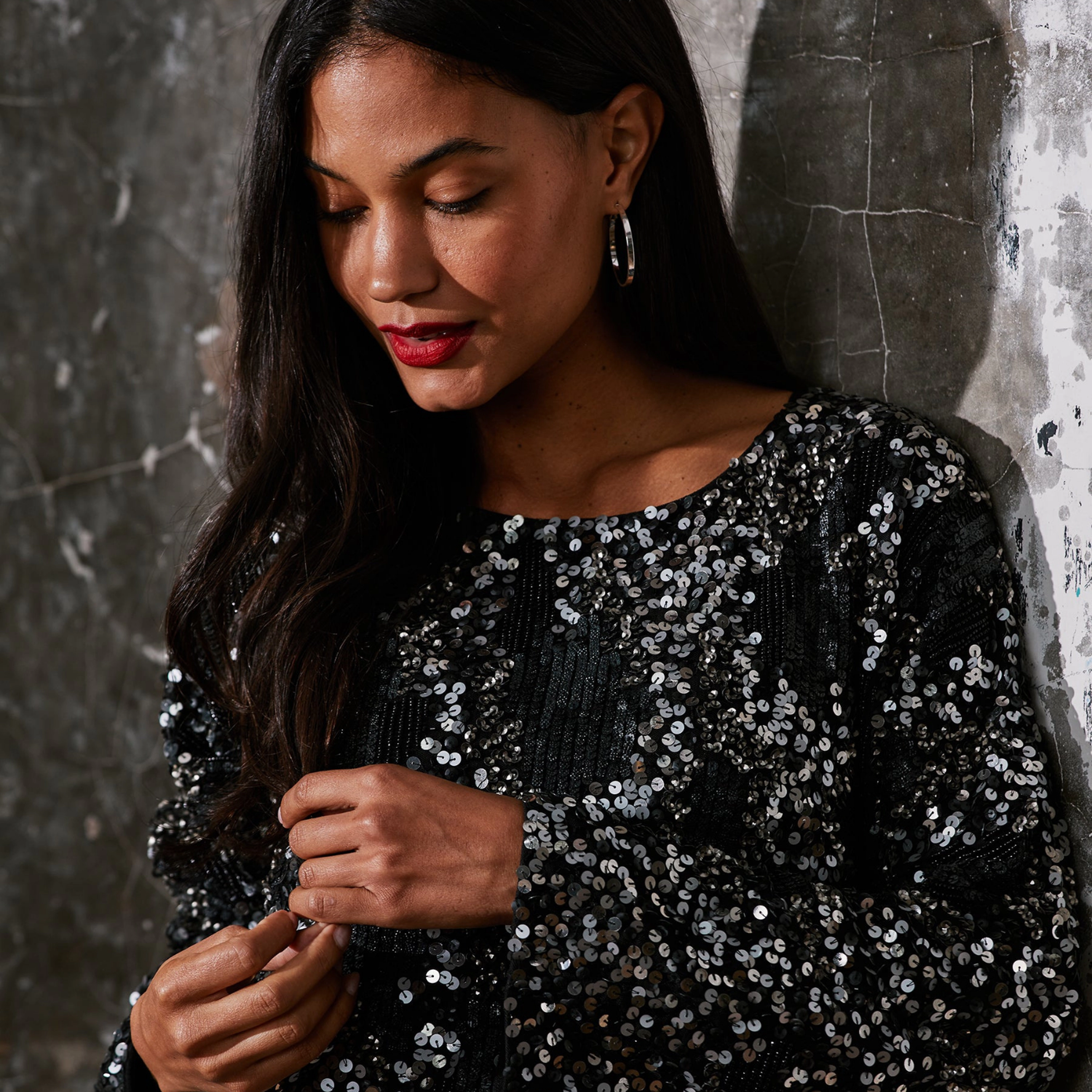 Rose & Nancy Women's Eden Hand Beaded Black and Silver Mini Dress