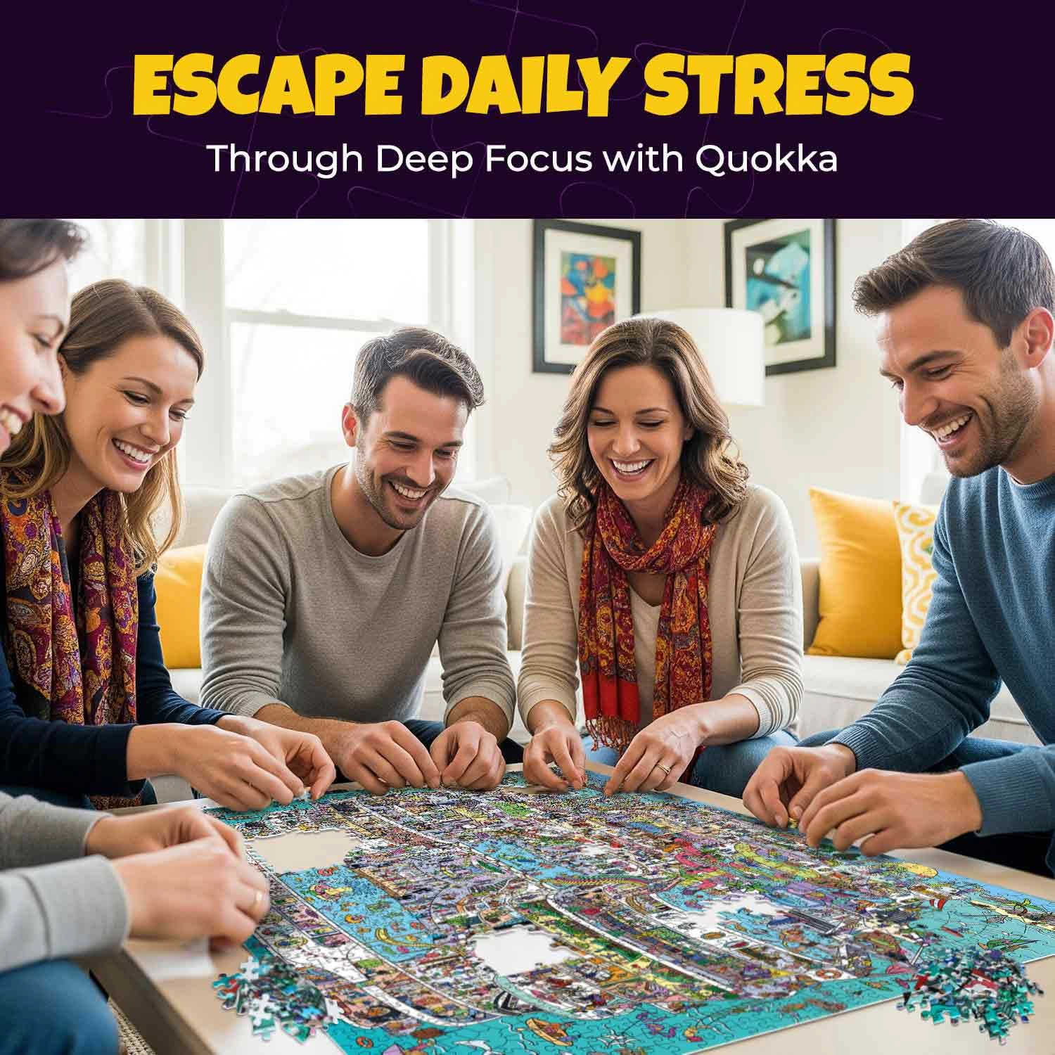 QUOKKA 1000-Piece Jigsaw Puzzles for Adults – Cruise Vistas, Galactic Tails, Knightly Cats Premium Box, Extra Fun Challenges