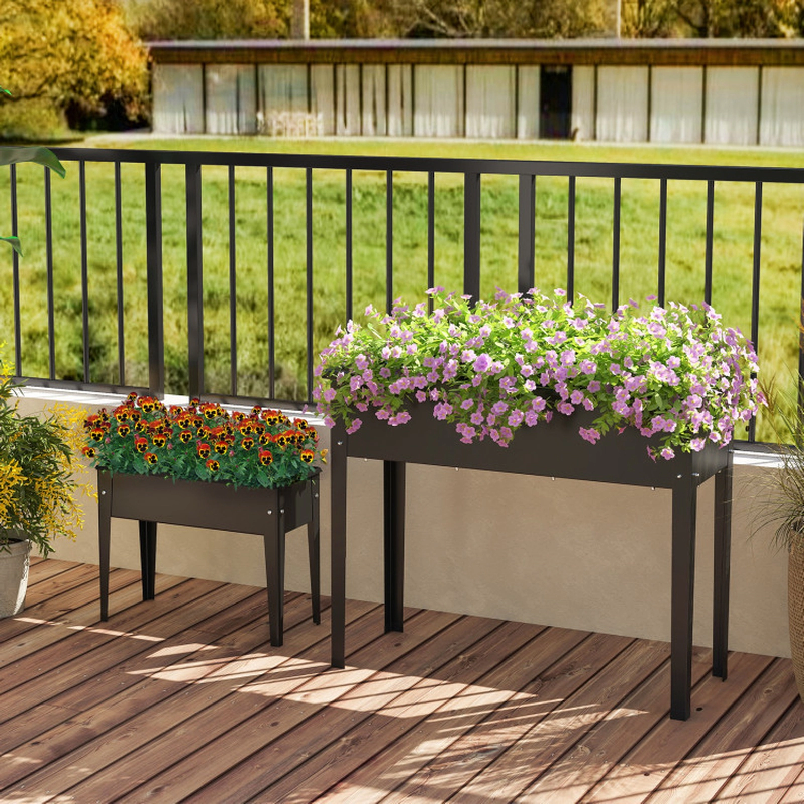 SUGIFT 24-in 44-lb Capacity Black Metal Elevated Raised Garden Bed Planter Box with Legs and Drainage Hole
