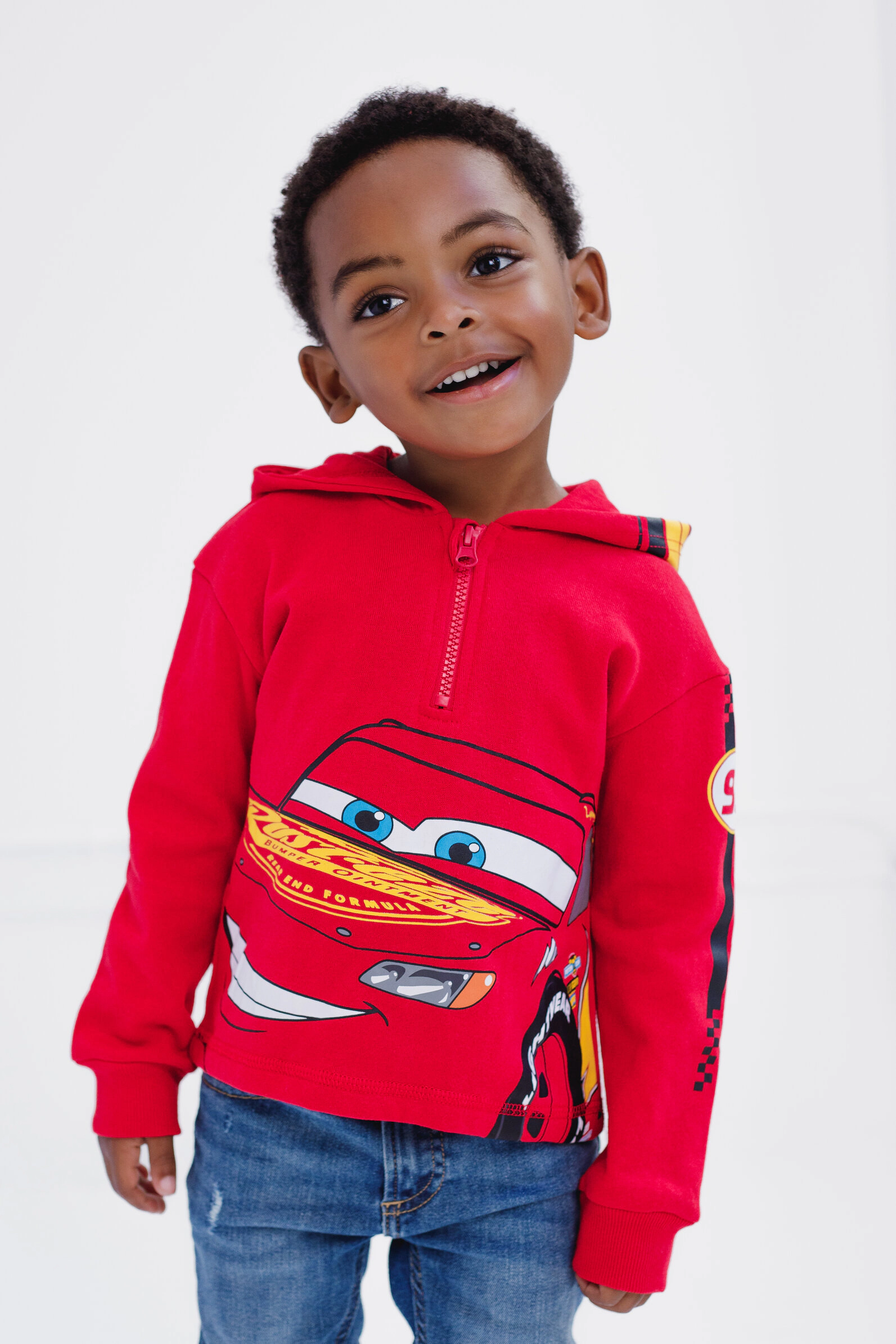 Disney Boys' Fleece Quarter-Zip Hooded Sweatshirt