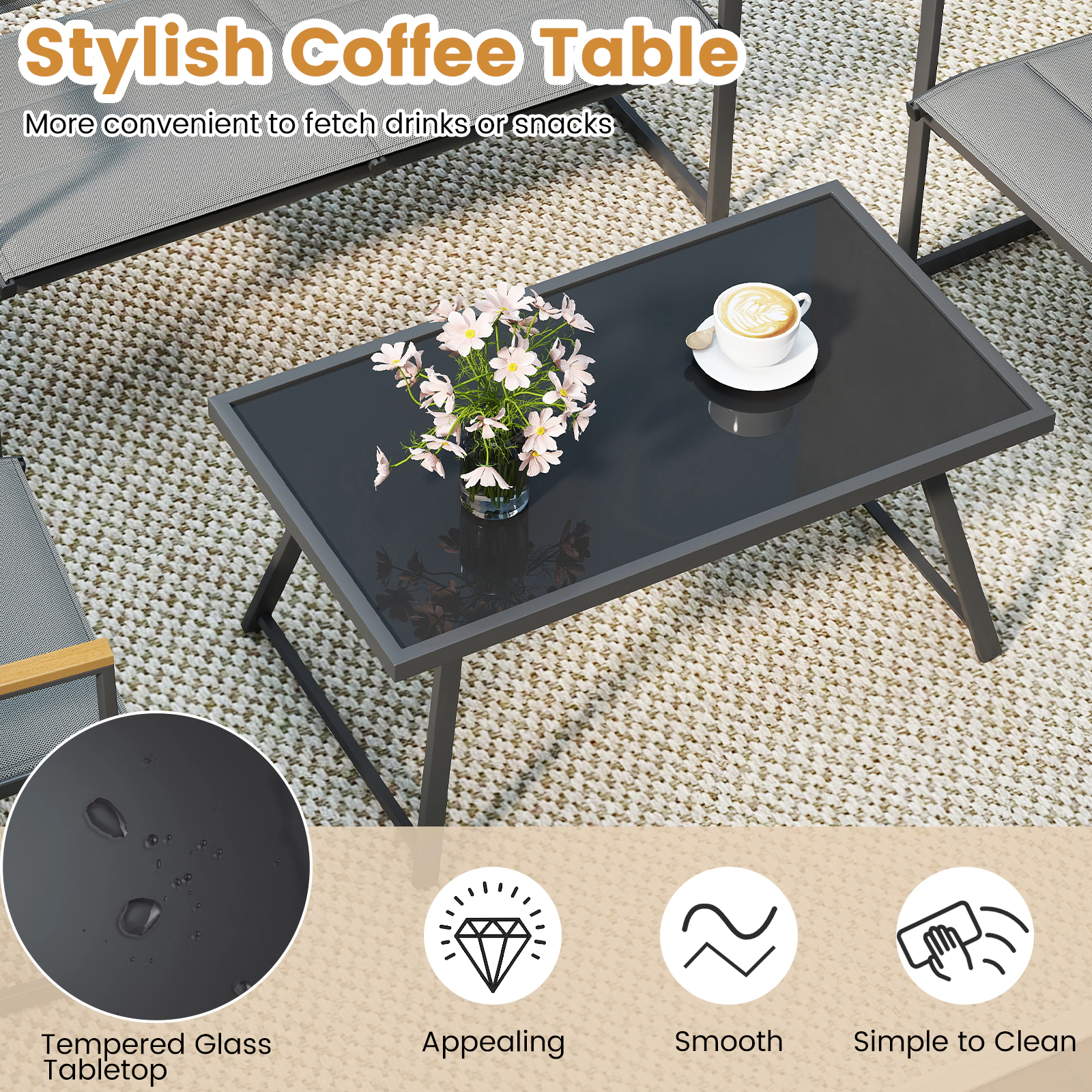 Hivvago 4-Piece Outdoor Conversation Patio Furniture Set