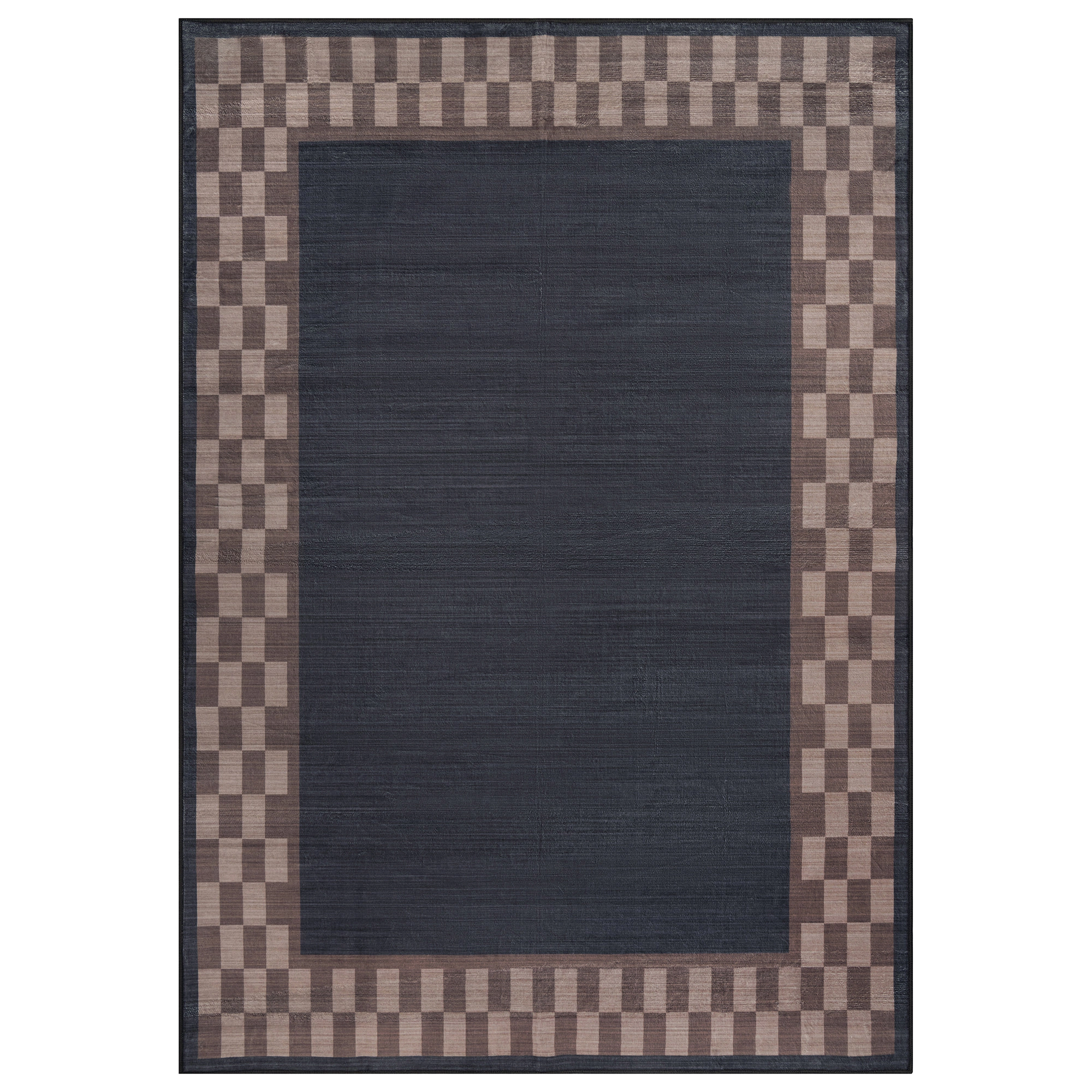 World Rug Gallery Checkerboard Border Machine Washable Indoor Area Rug