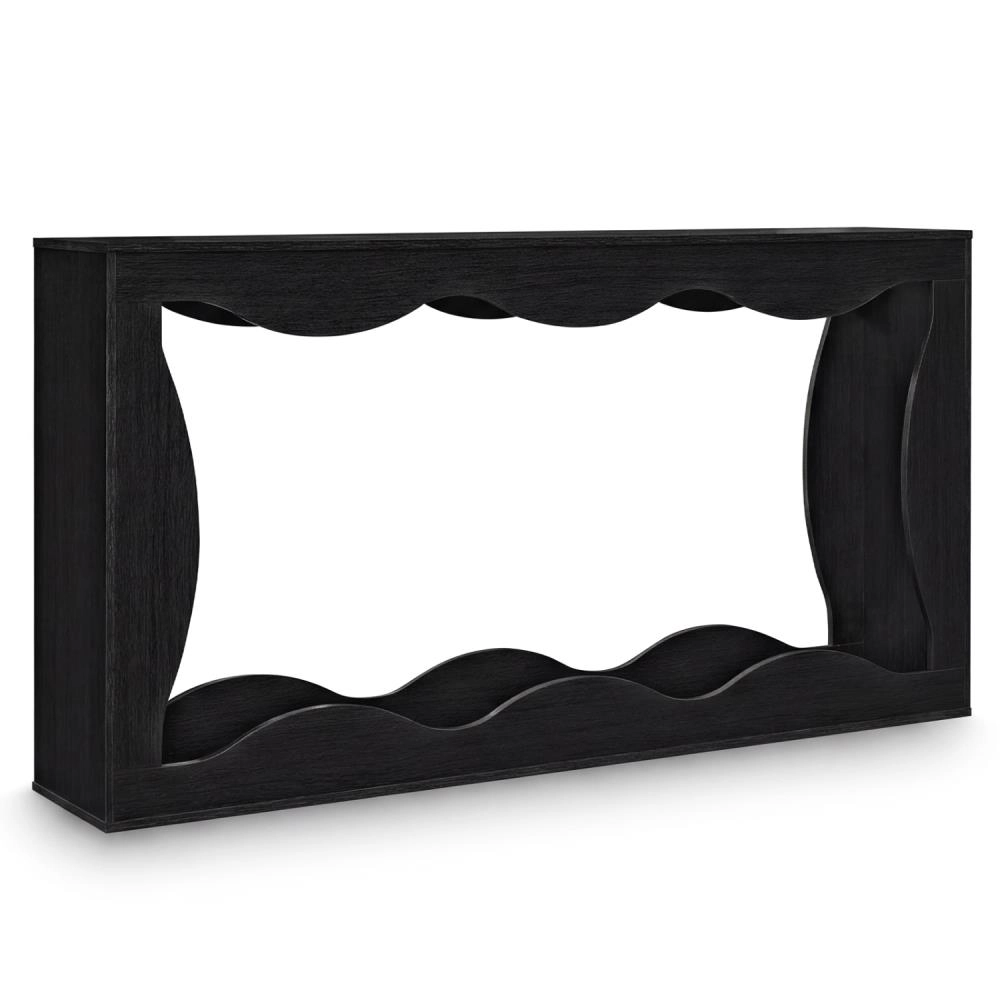 Hivvago 63 Inch Console Table 2-Tier Narrow Entryway With Wavy Edge Storage Shelf
