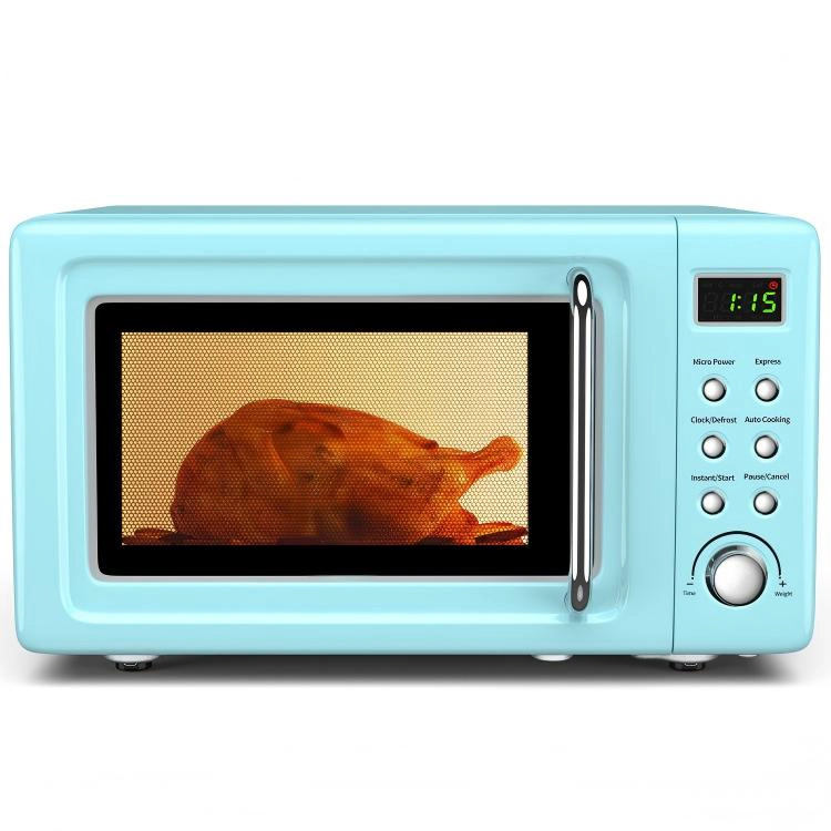 SUGIFT Mint Green Retro Countertop Microwave Oven with Glass Turntable 0.7-Cu-Ft 700W 18-in W 14-in D 10-in H