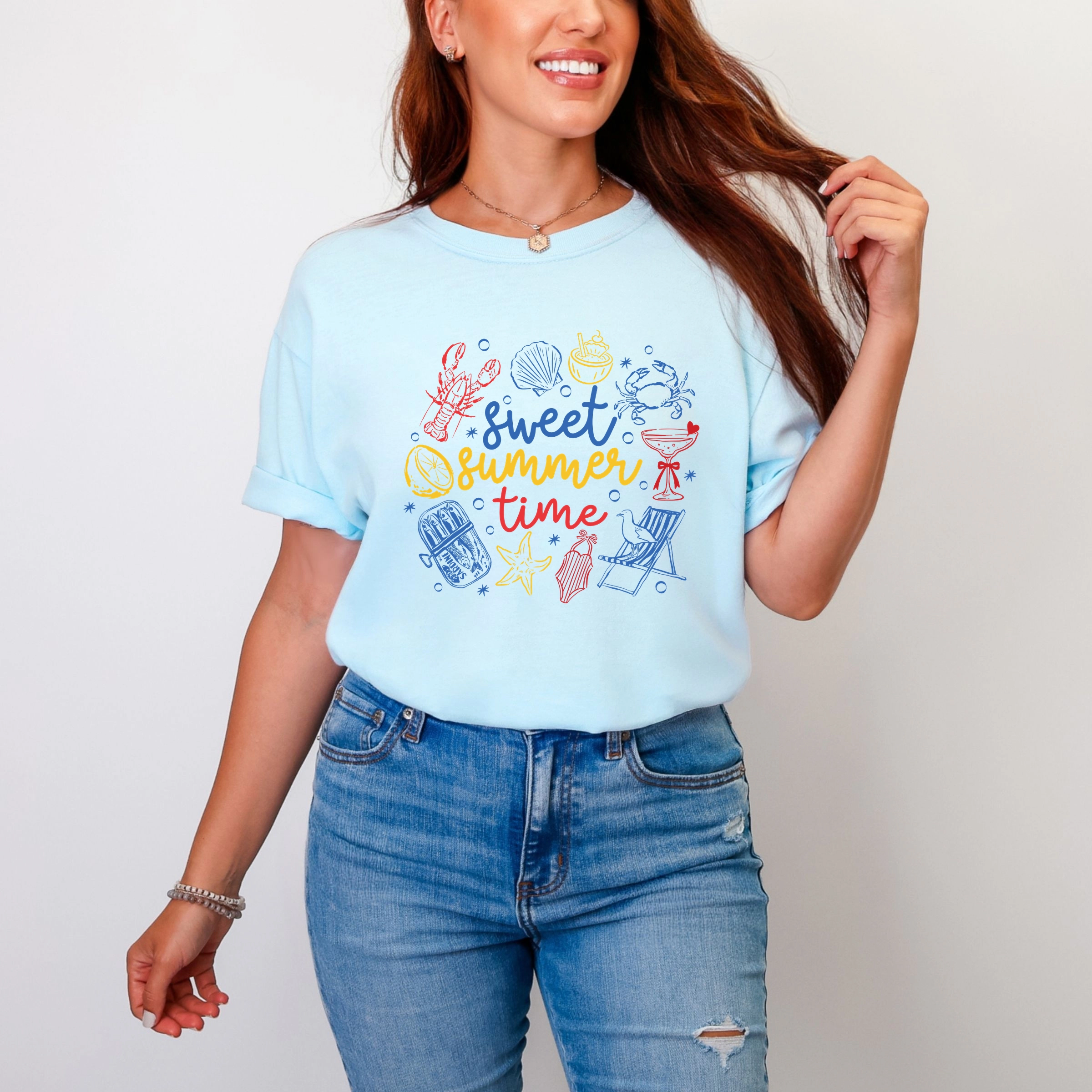 Simply Sage Market - Sweet Summer Time Nautical Women's Garment Dyed Graphic T-Shirt