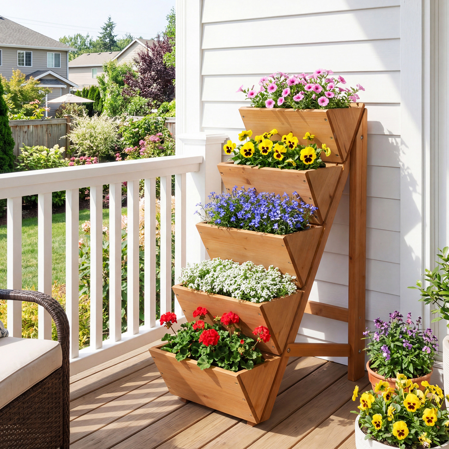 LJG -tier Vertical Raised Garden Bed Wood Elevated Planter Box with Legs