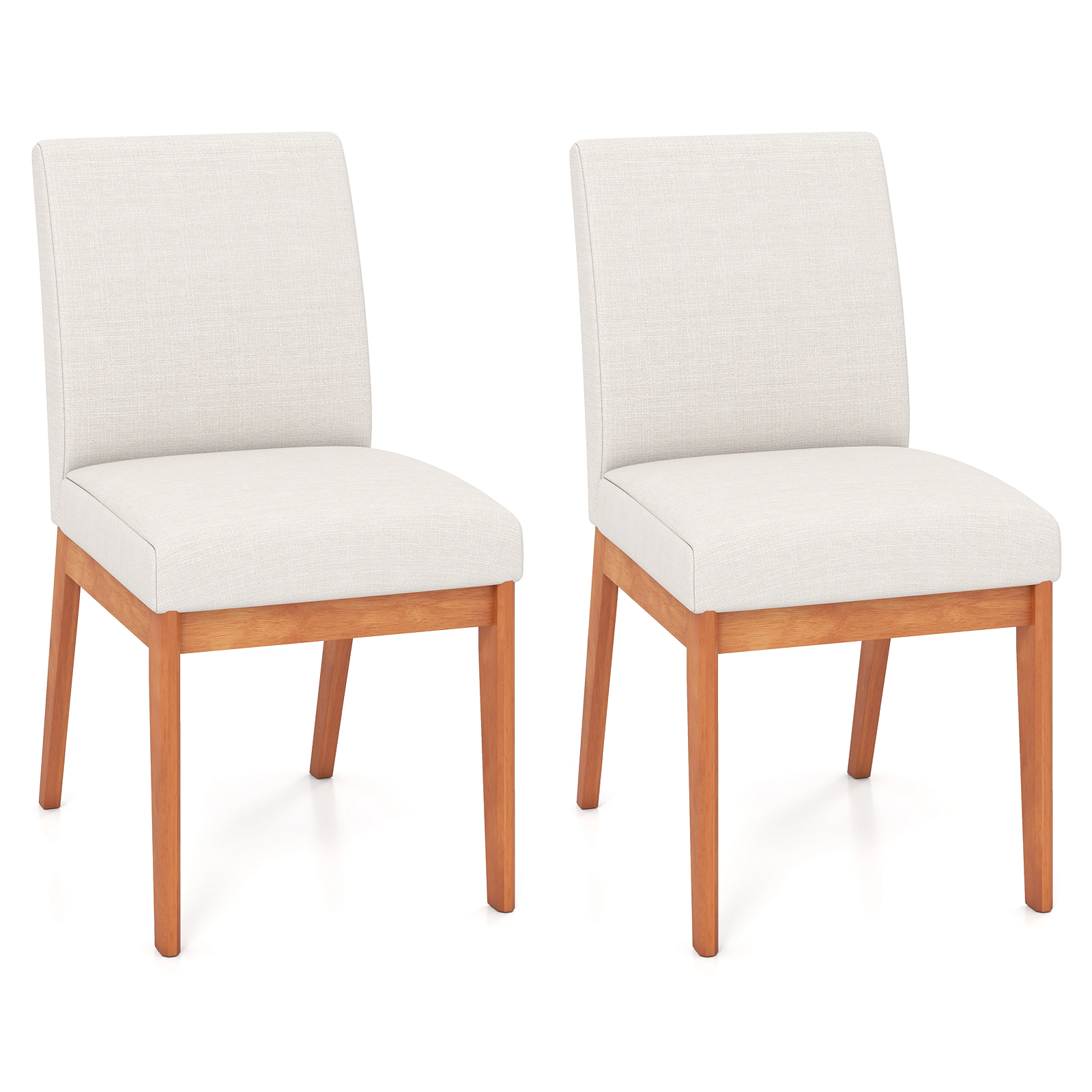 SUGIFT Upholstered Armless Dining Side Chairs Set of 2 with Rubber Wood Legs 330-lb Capacity Beige