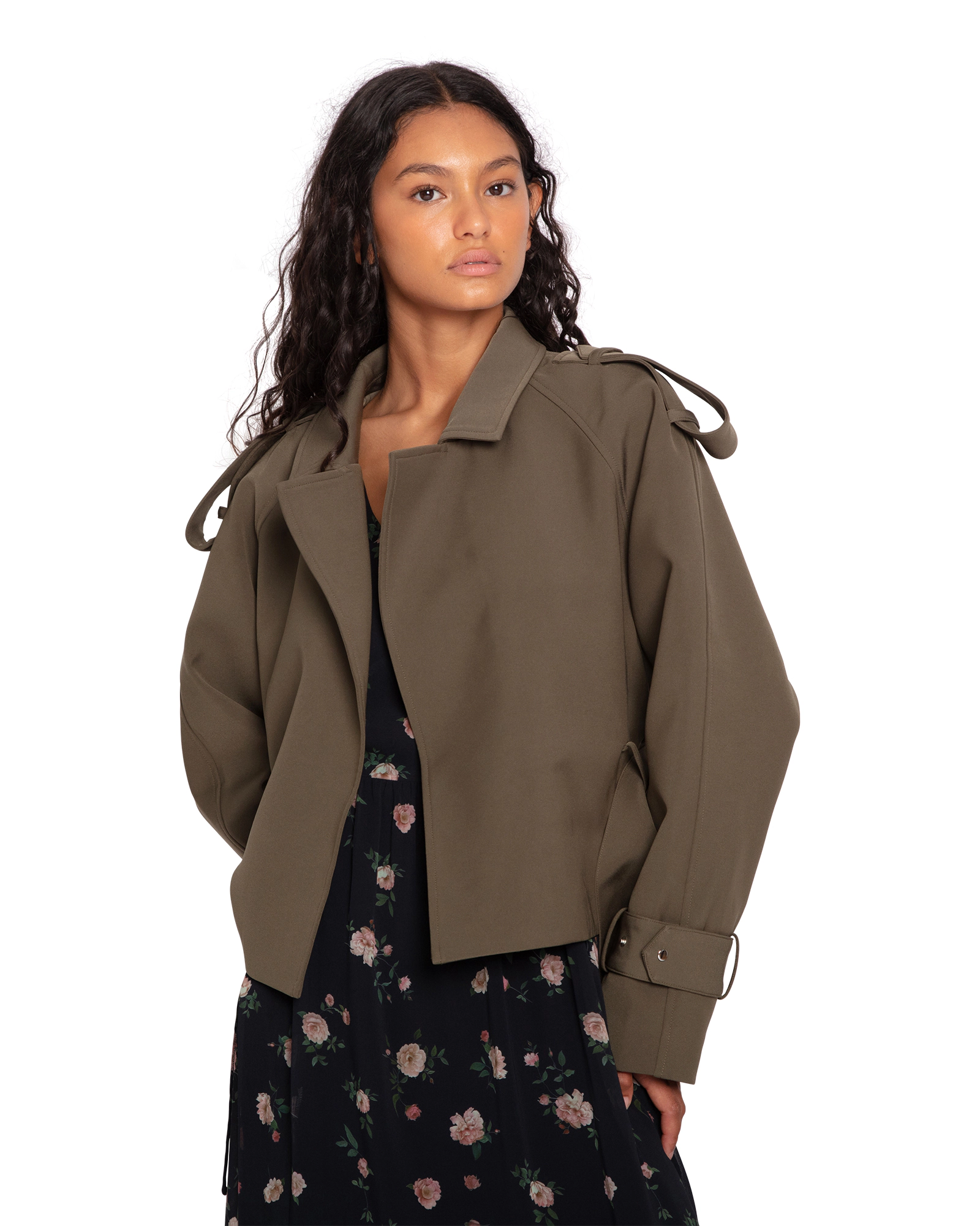 Belle & Bloom Womens Fast Car Cropped Trench