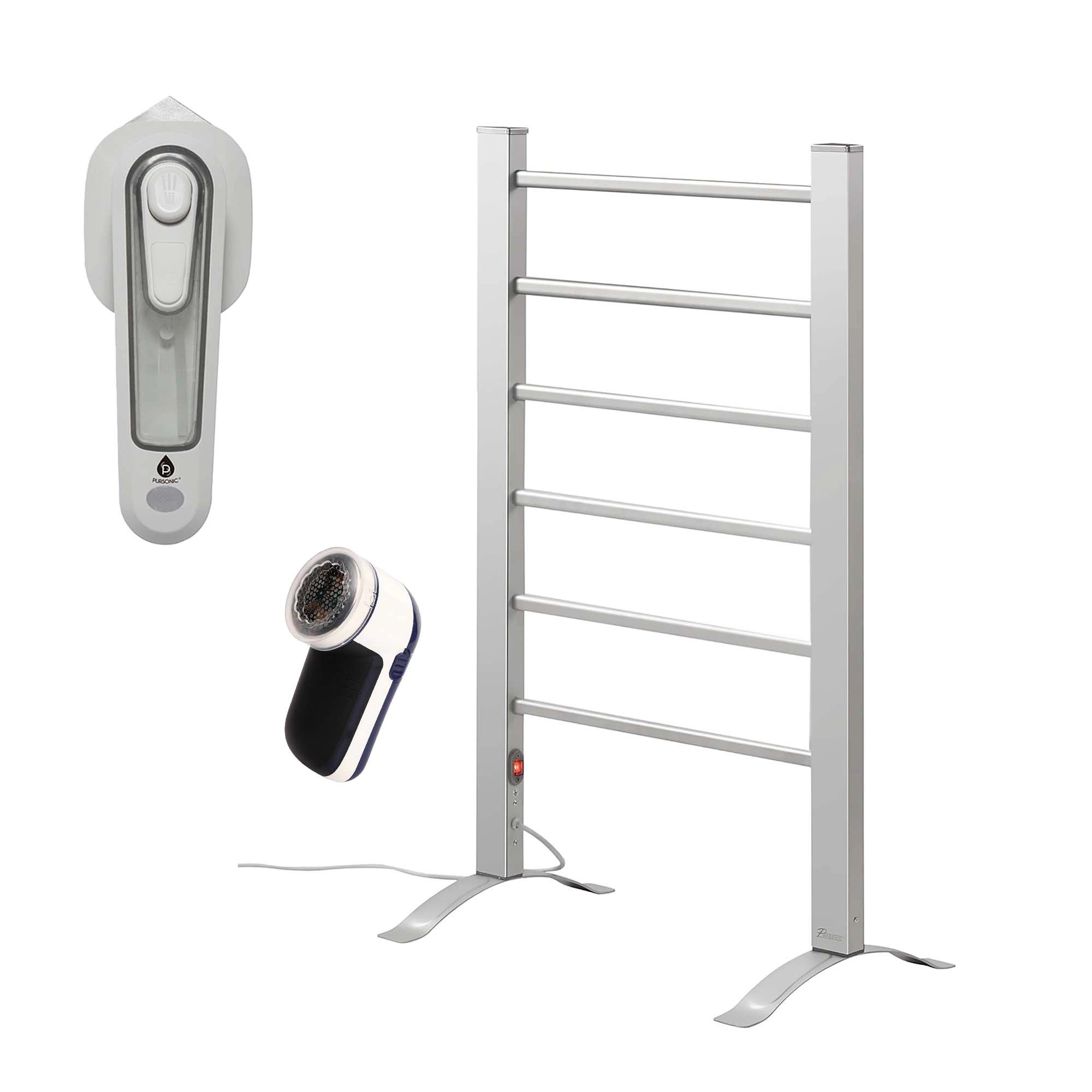 Pursonic Unisex Laundry & Fabric Care Bundle Mini Iron, Fabric Shaver & Electric Towel Warmer