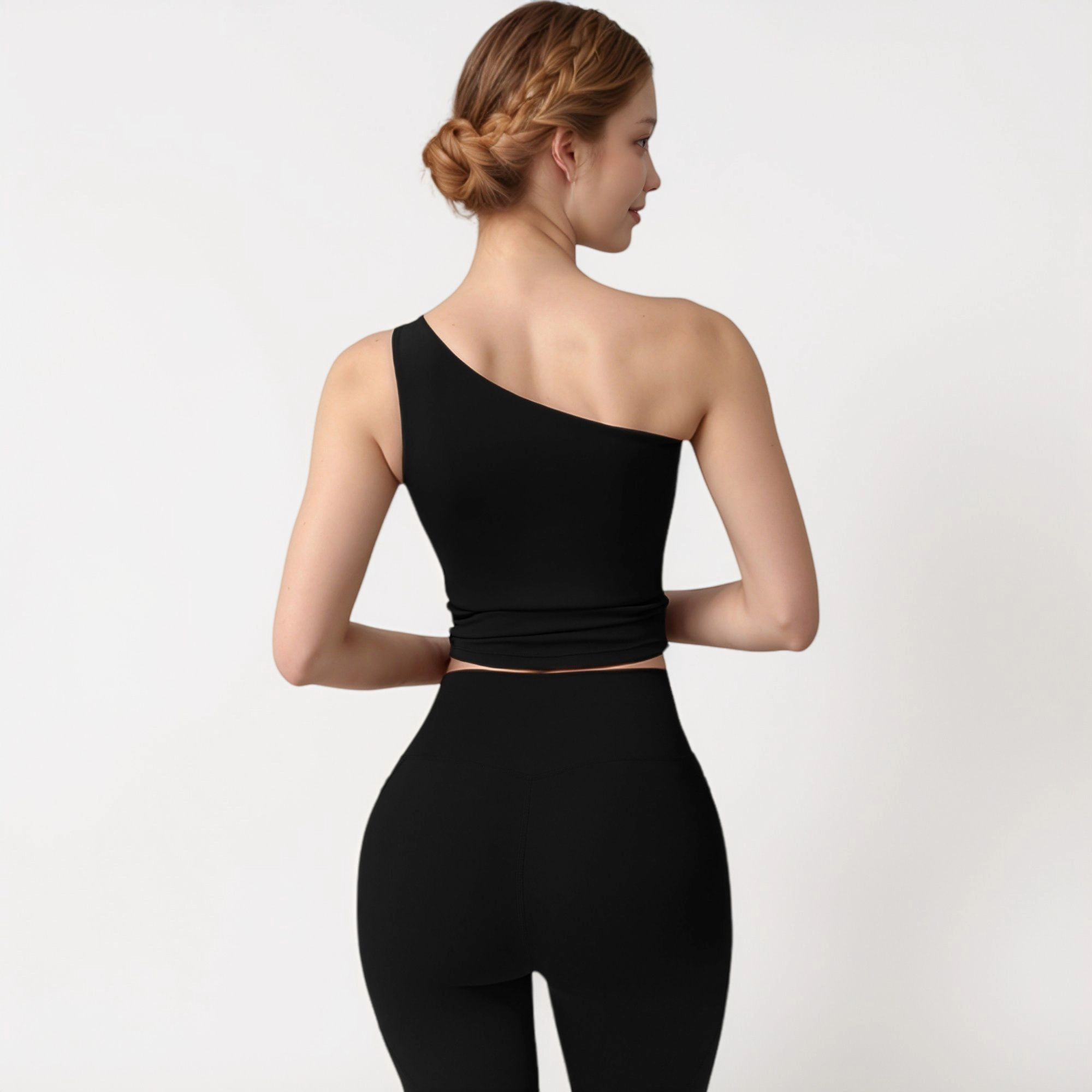 Anna-Kaci Women's One Shoulder Cropped Active Tank Top with Asymmetrical Neckline