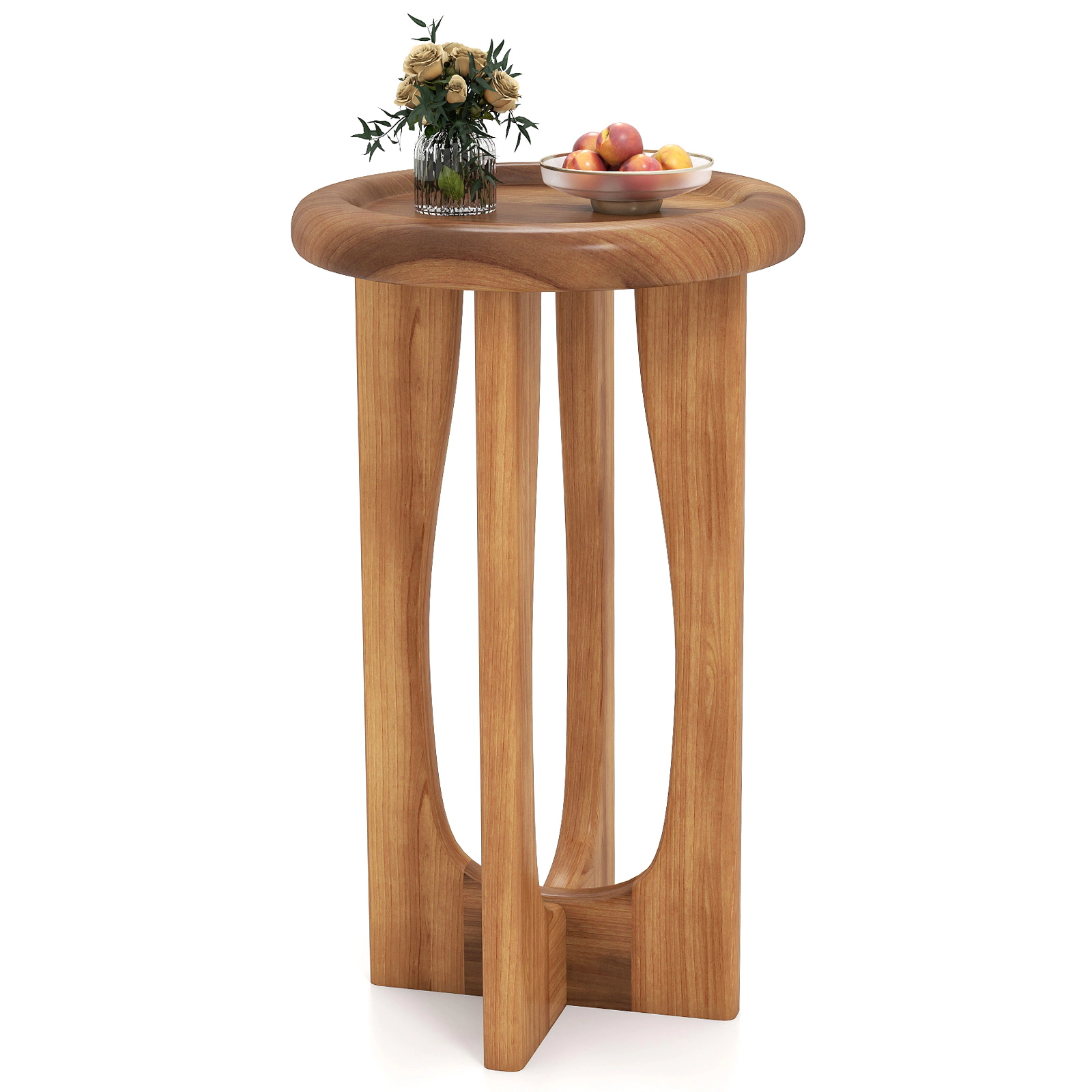 Glintex 14-Inch Farmhouse Mahogany Tray-Top End Table with Cross Legs, Natural